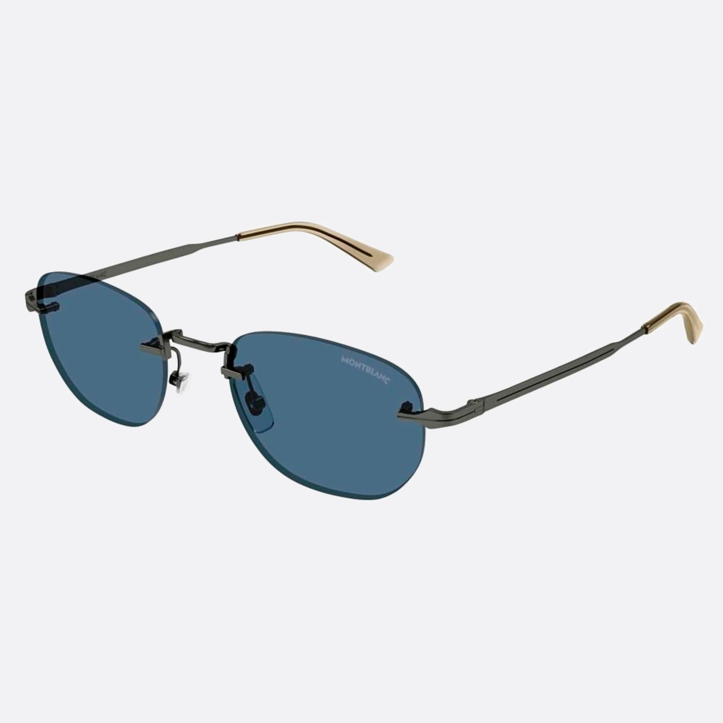 Montblanc 53mm Avant Premiere Ruthenium Geometric Man Sunglasses - Side View
