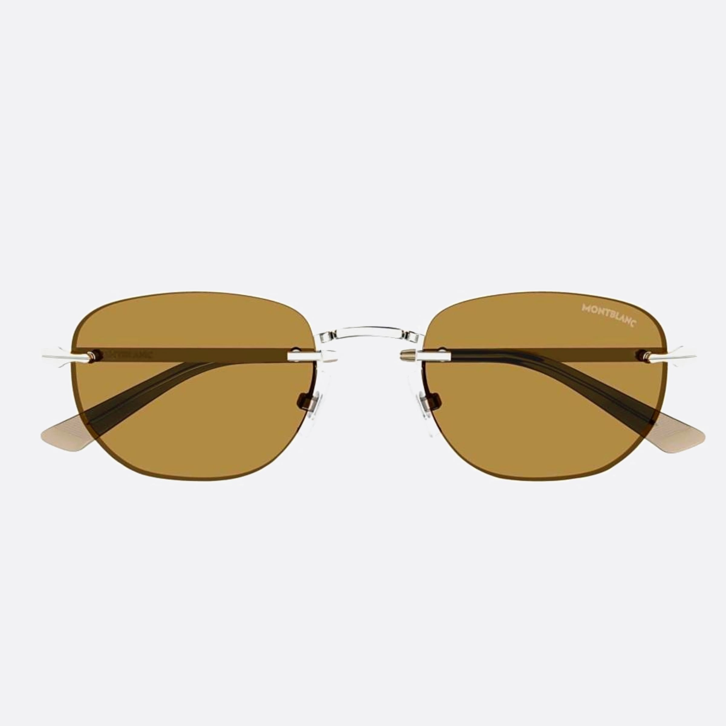 Montblanc 53mm Avant Premiere Silver Geometric Men Sunglasses - Main View