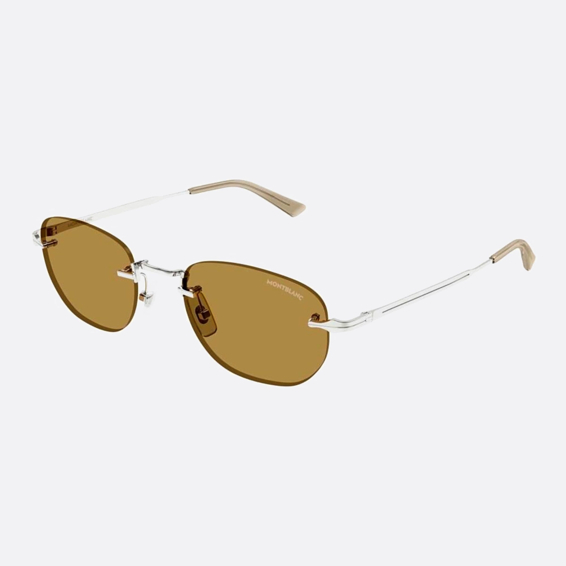 Montblanc 53mm Avant Premiere Silver Geometric Men Sunglasses - Side View