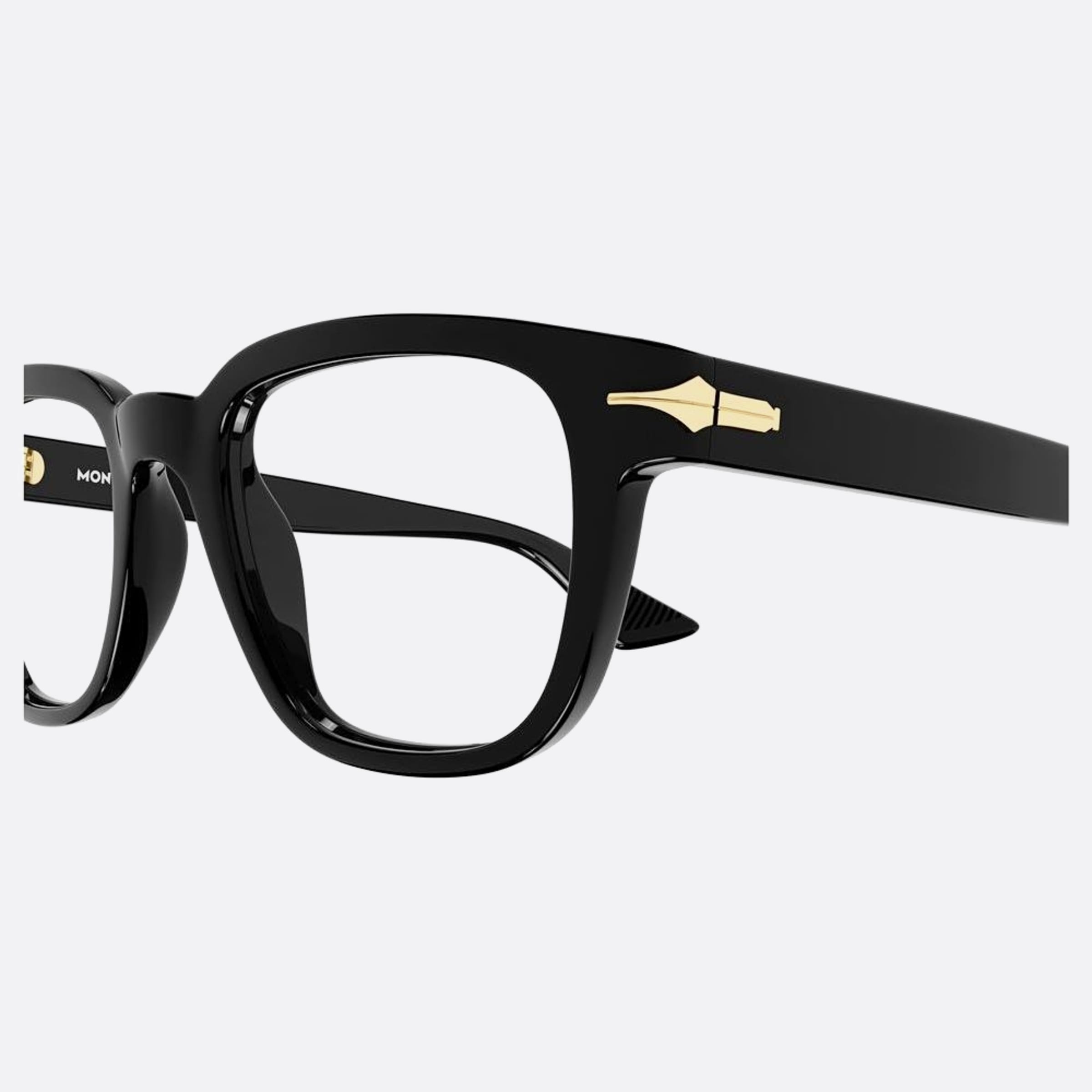 Montblanc 53mm Black Squared Man Eyeglasses - Detail View