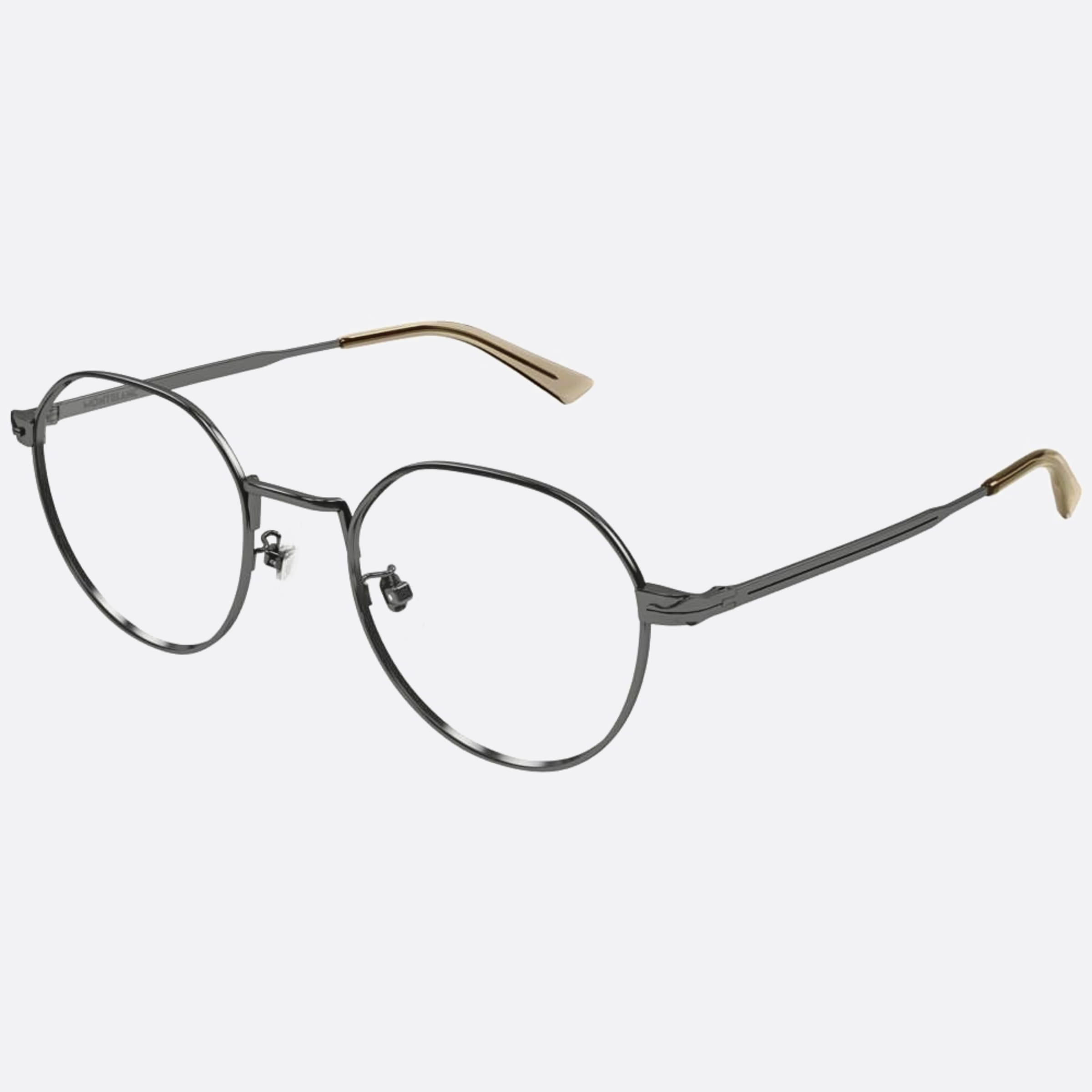 Montblanc 52mm Mb0310oa Grey Round Man Eyeglasses - Side View