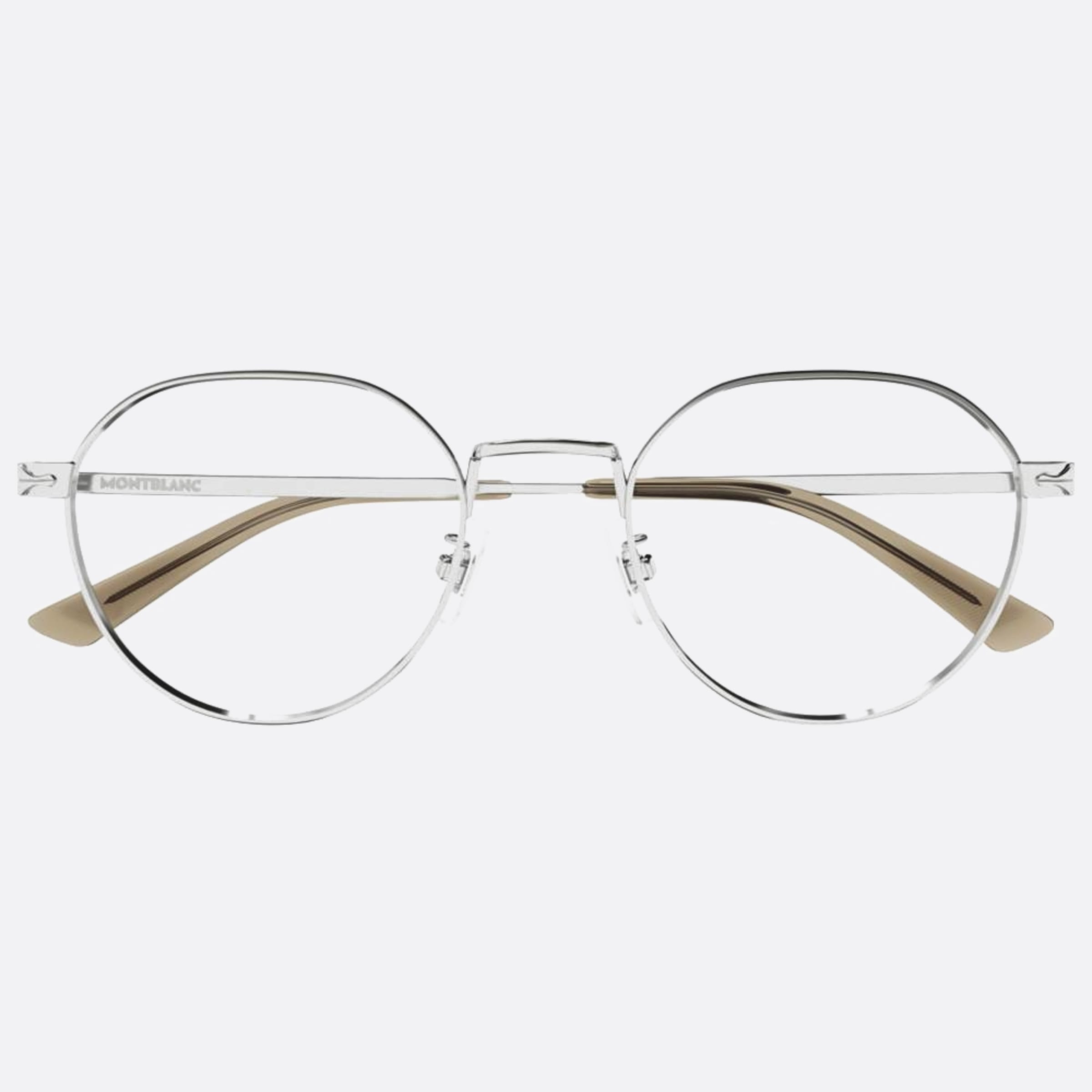 Montblanc 52mm Mb0310oa Silver Round Man Eyeglasses - Main View