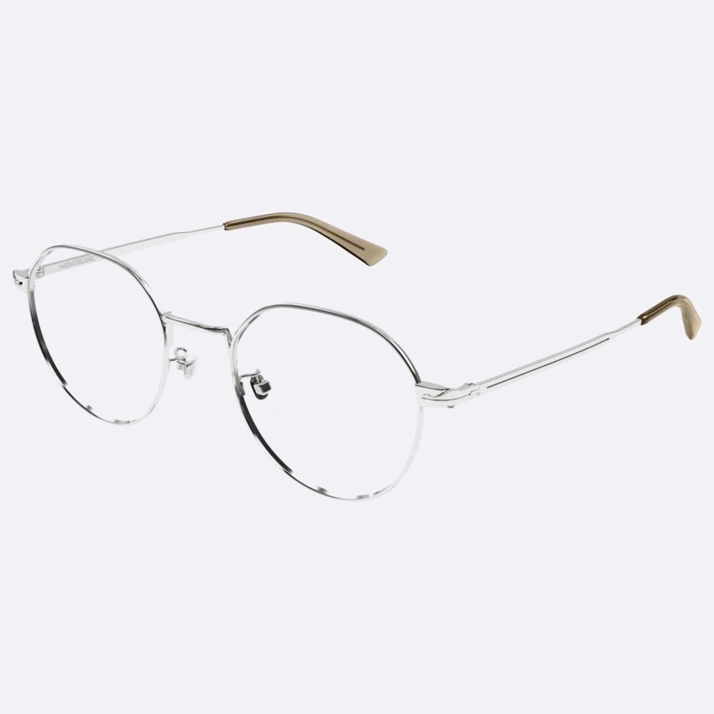 Montblanc 52mm Mb0310oa Silver Round Man Eyeglasses - Side View
