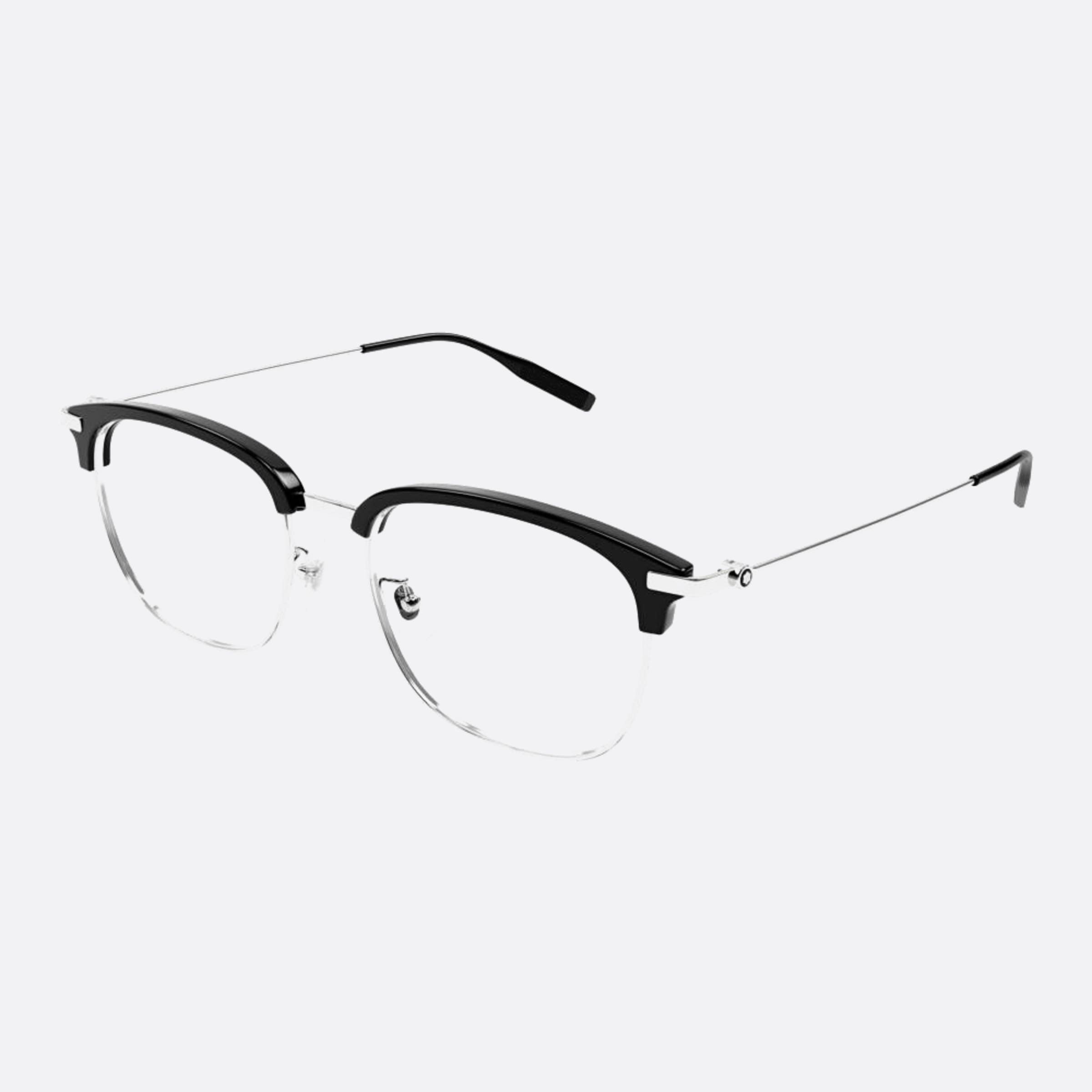Montblanc 55mm Mb0316oa Silver Squared Men Eyeglasses - Side View