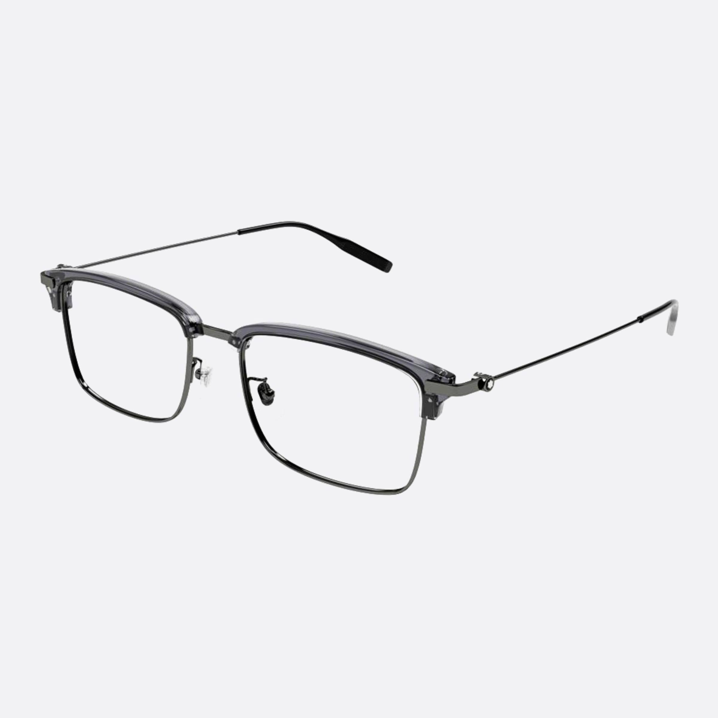 Montblanc 55mm Mb0318oa Grey Round Men Eyeglasses - Side View