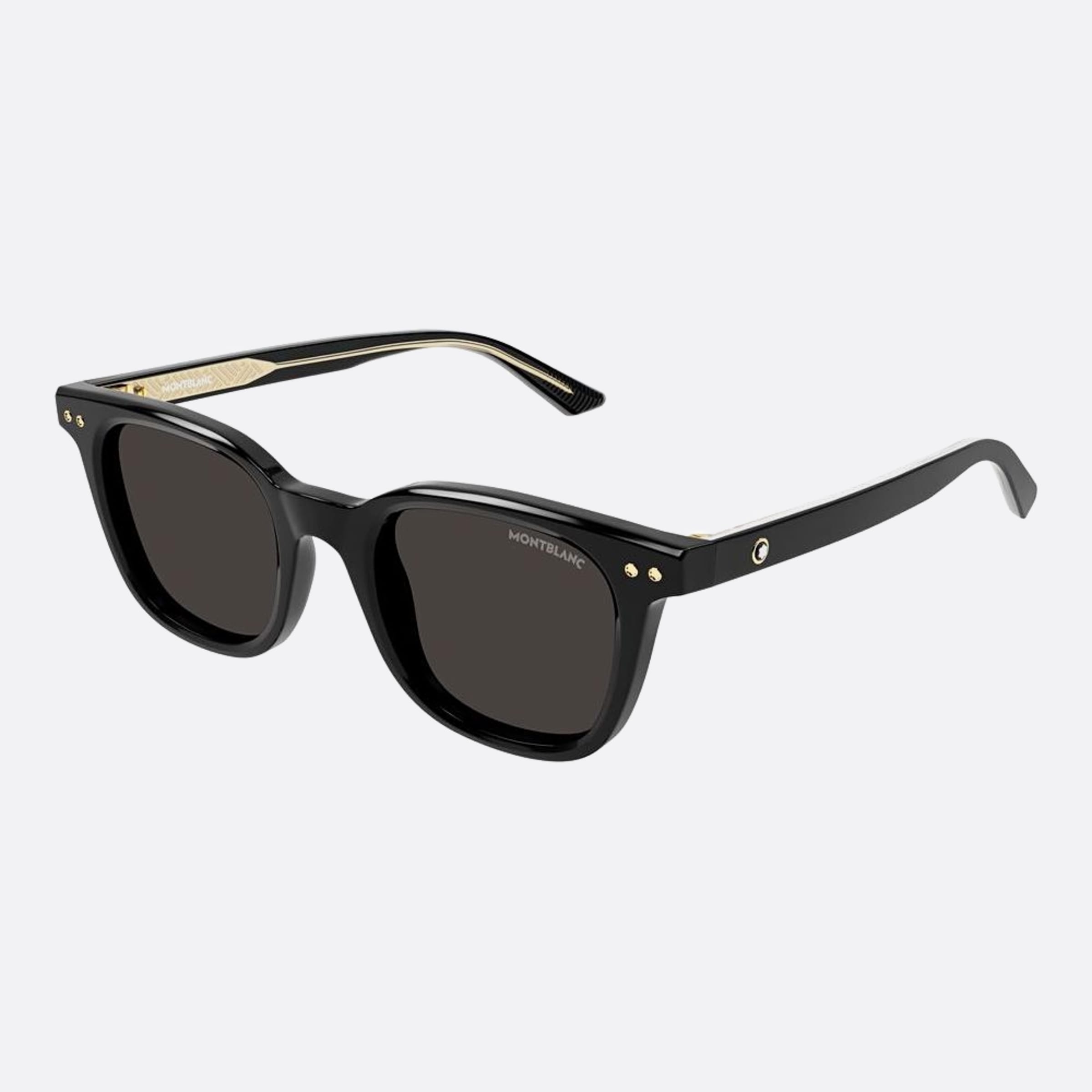 Montblanc 49mm Black Round Man Sunglasses - Side View