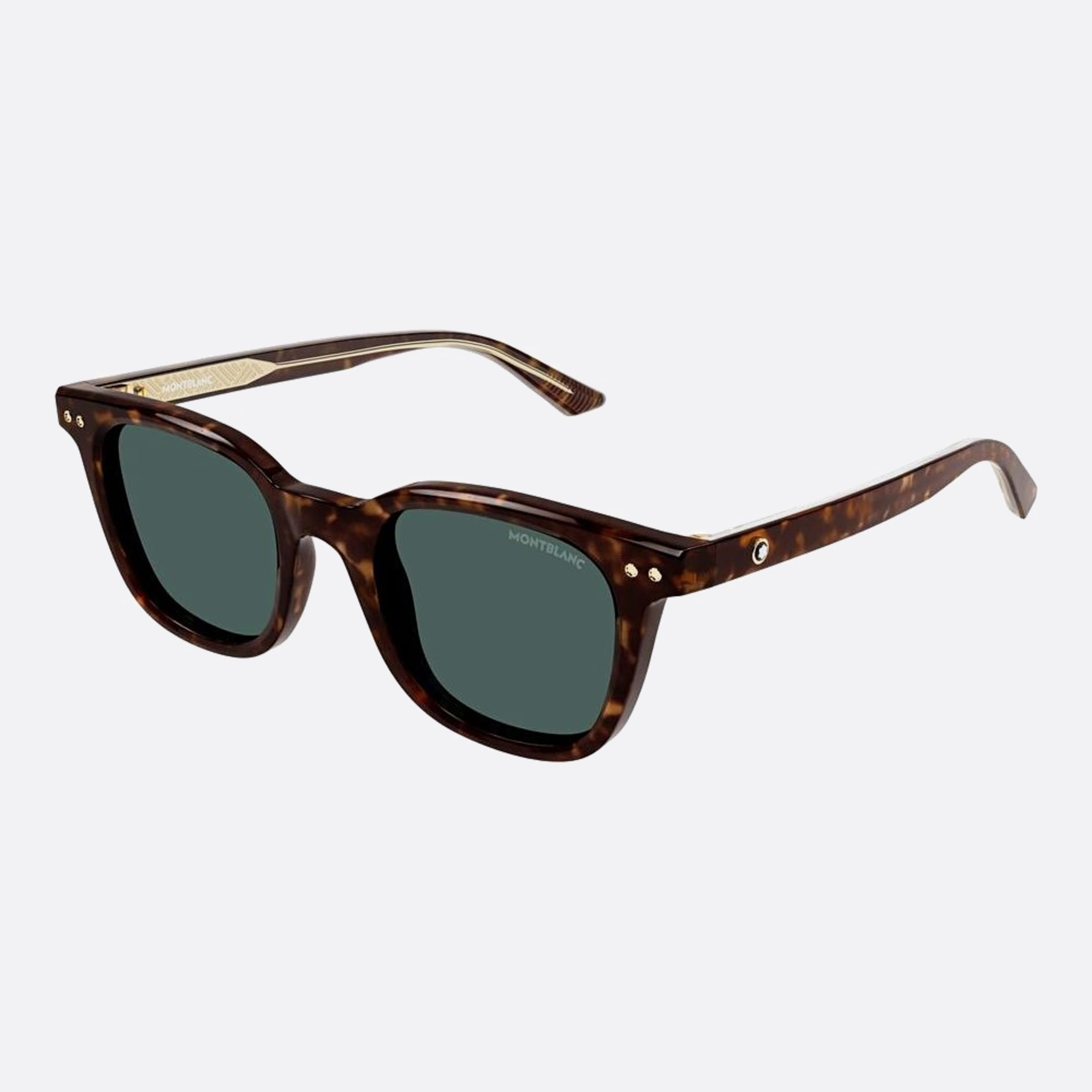 Montblanc 49mm Havana Round Man Sunglasses - Side View