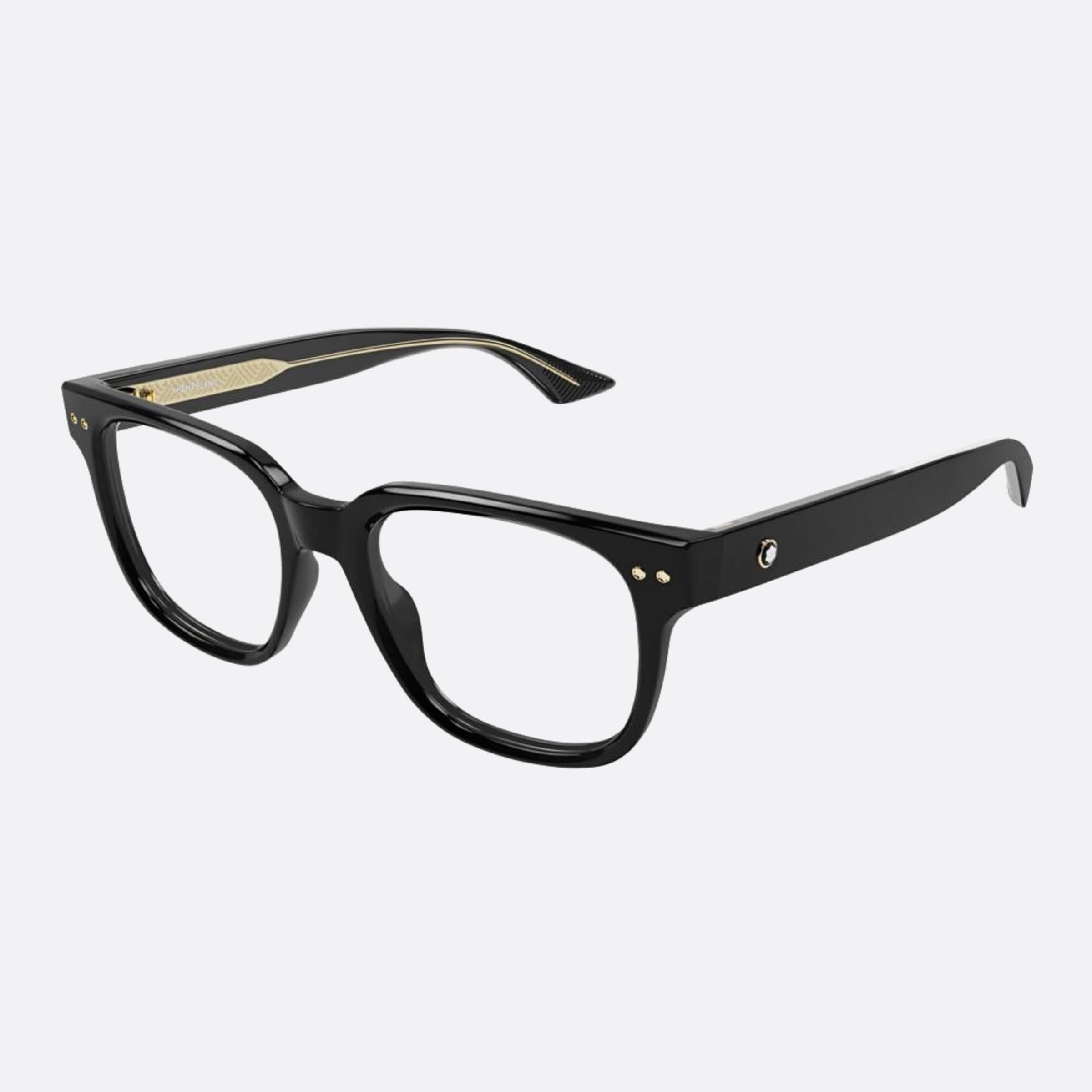 Montblanc 53mm Black Squared Man Eyeglasses - Side View
