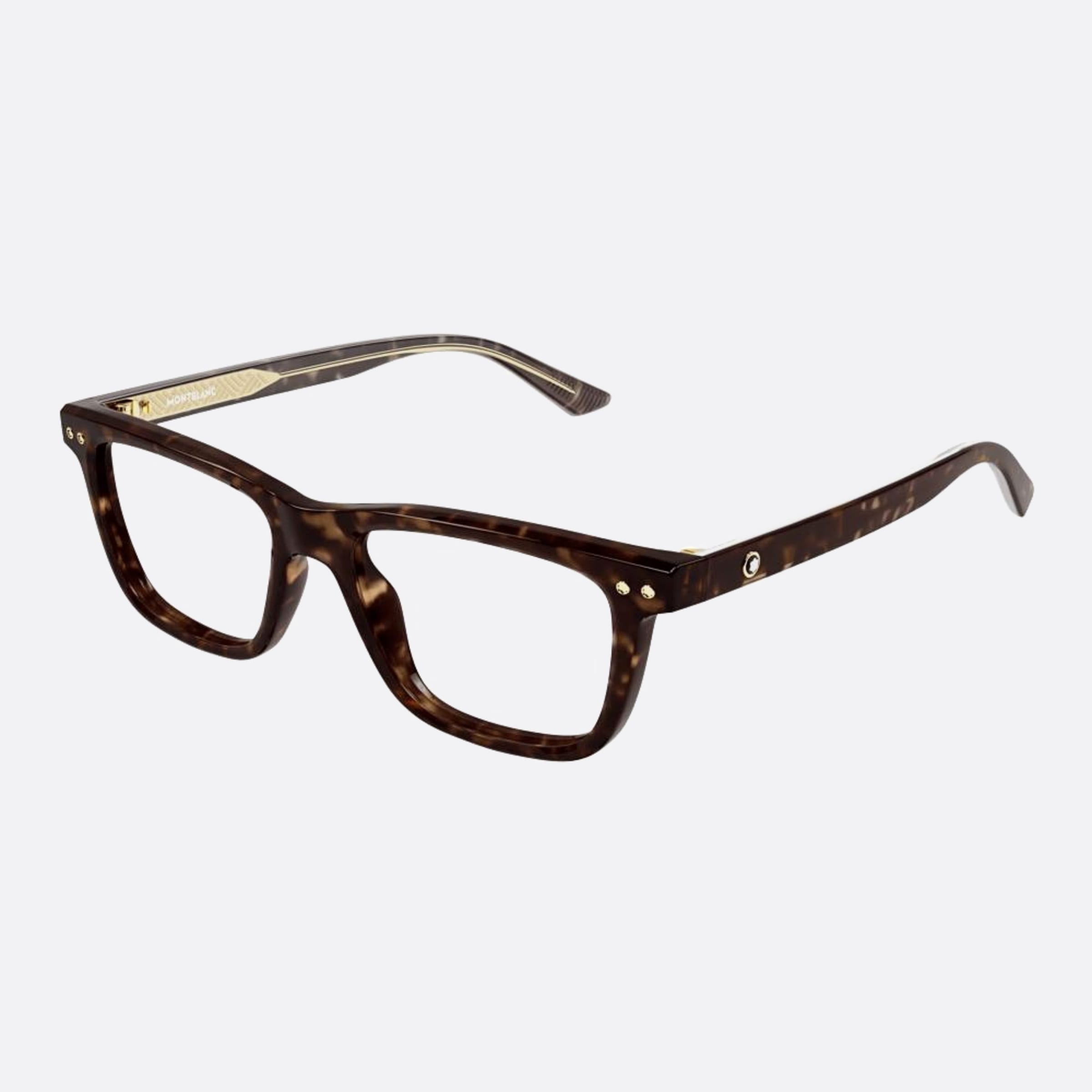 Montblanc 51mm Havana Squared Men Eyeglasses - Side View
