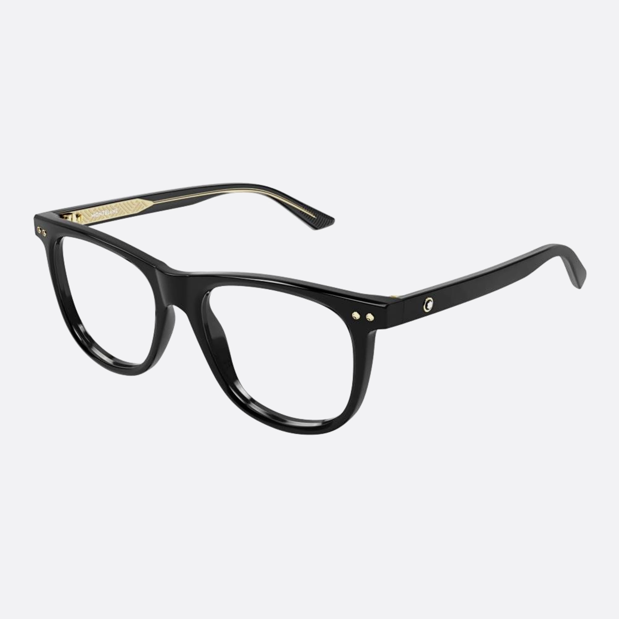 Montblanc 54mm Black Squared Man Eyeglasses - Side View