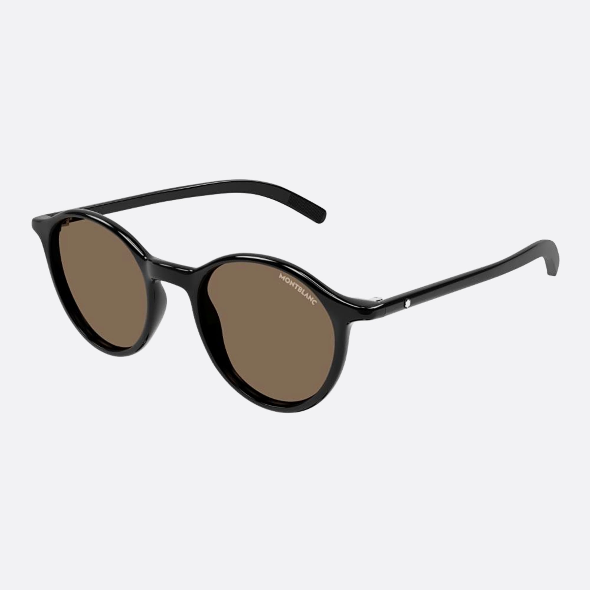 Montblanc 50mm Black Round Man Sunglasses - Side View