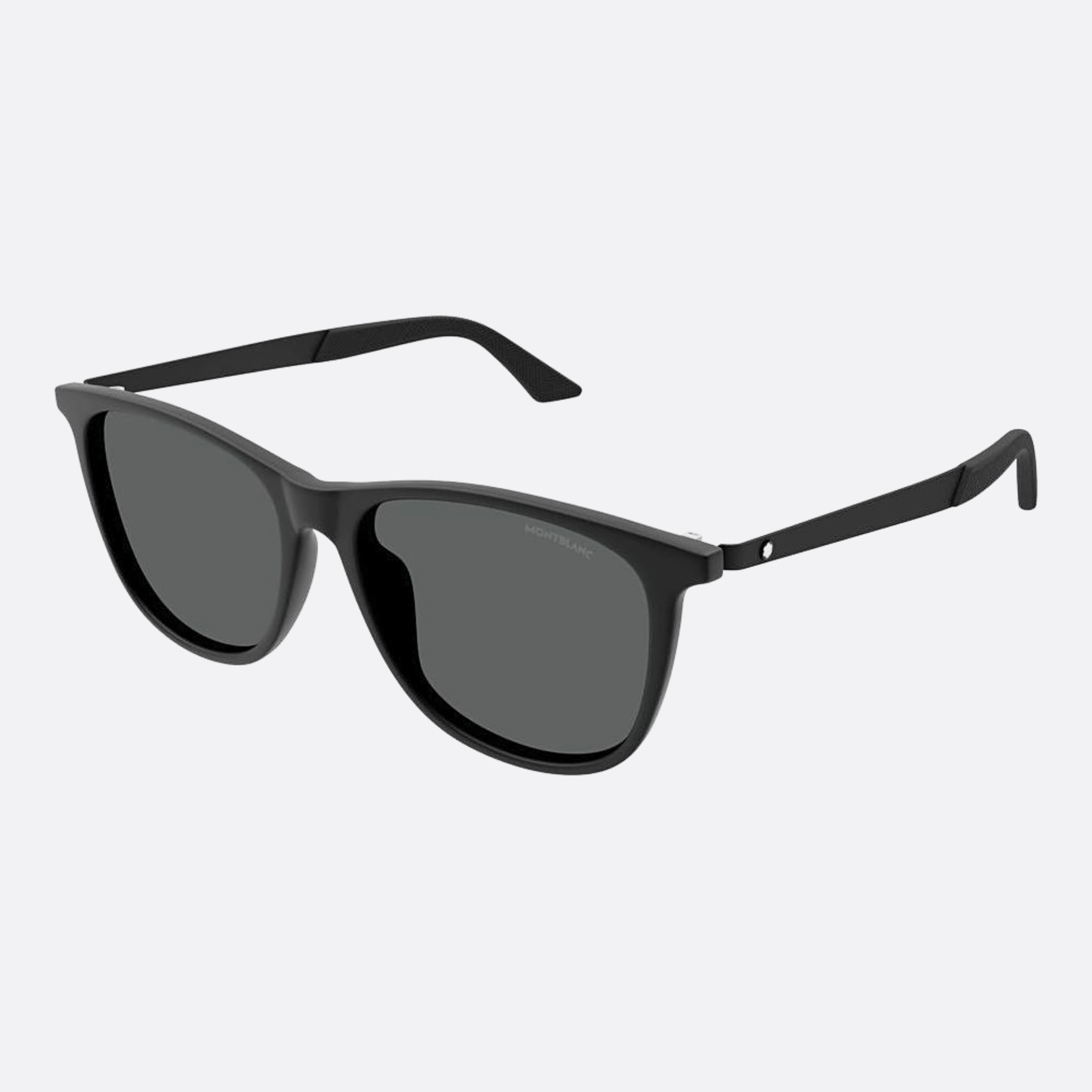 Montblanc 56mm Black Squared Man Sunglasses - Side View