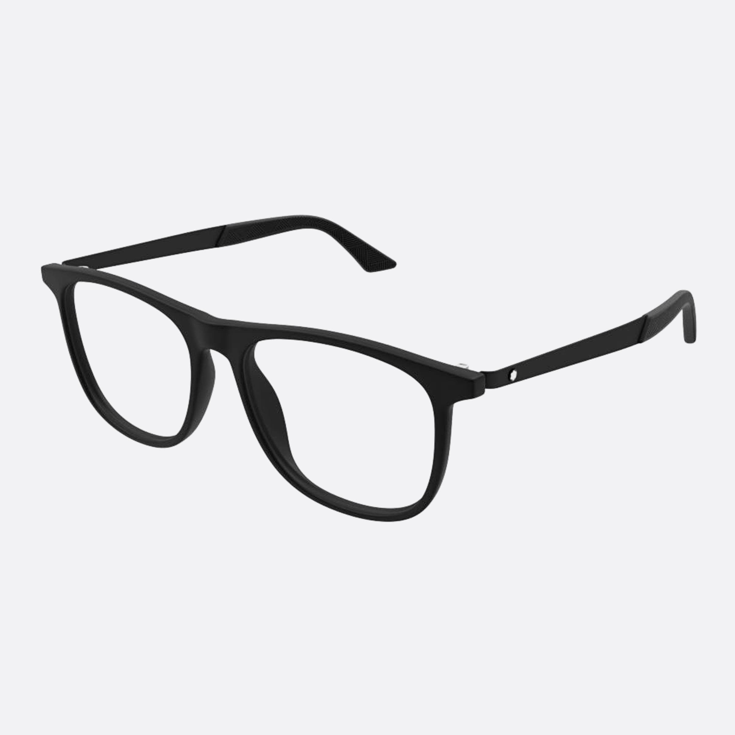 Montblanc 55mm Black Squared Man Eyeglasses - Side View