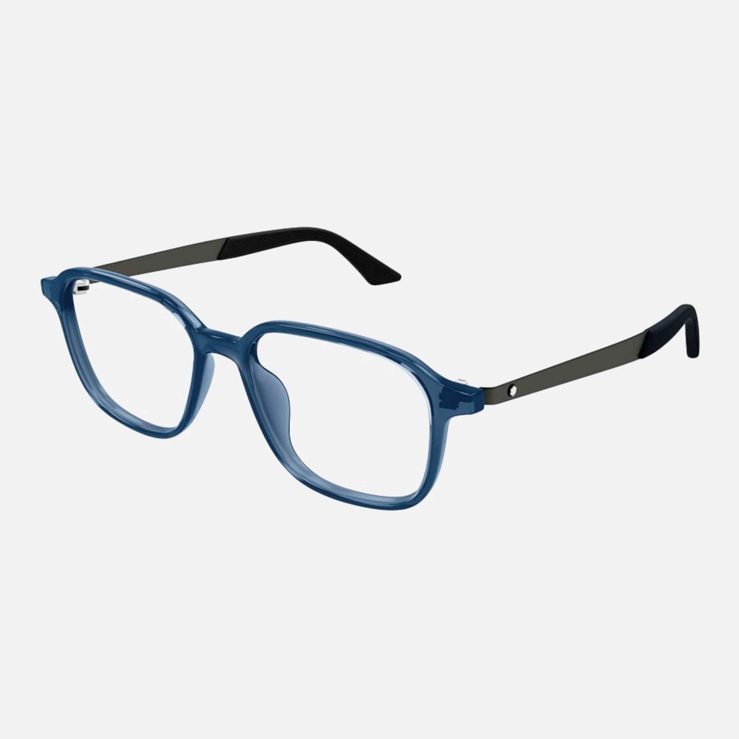 Montblanc 53mm Mb0335oa Blue Round Men Eyeglasses - Side View