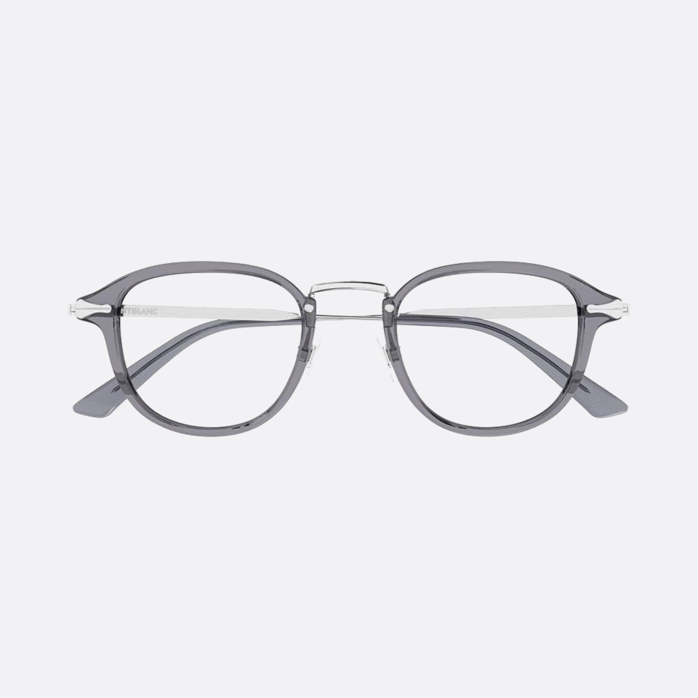 Montblanc 48mm Grey Round Man Eyeglasses - Detail View