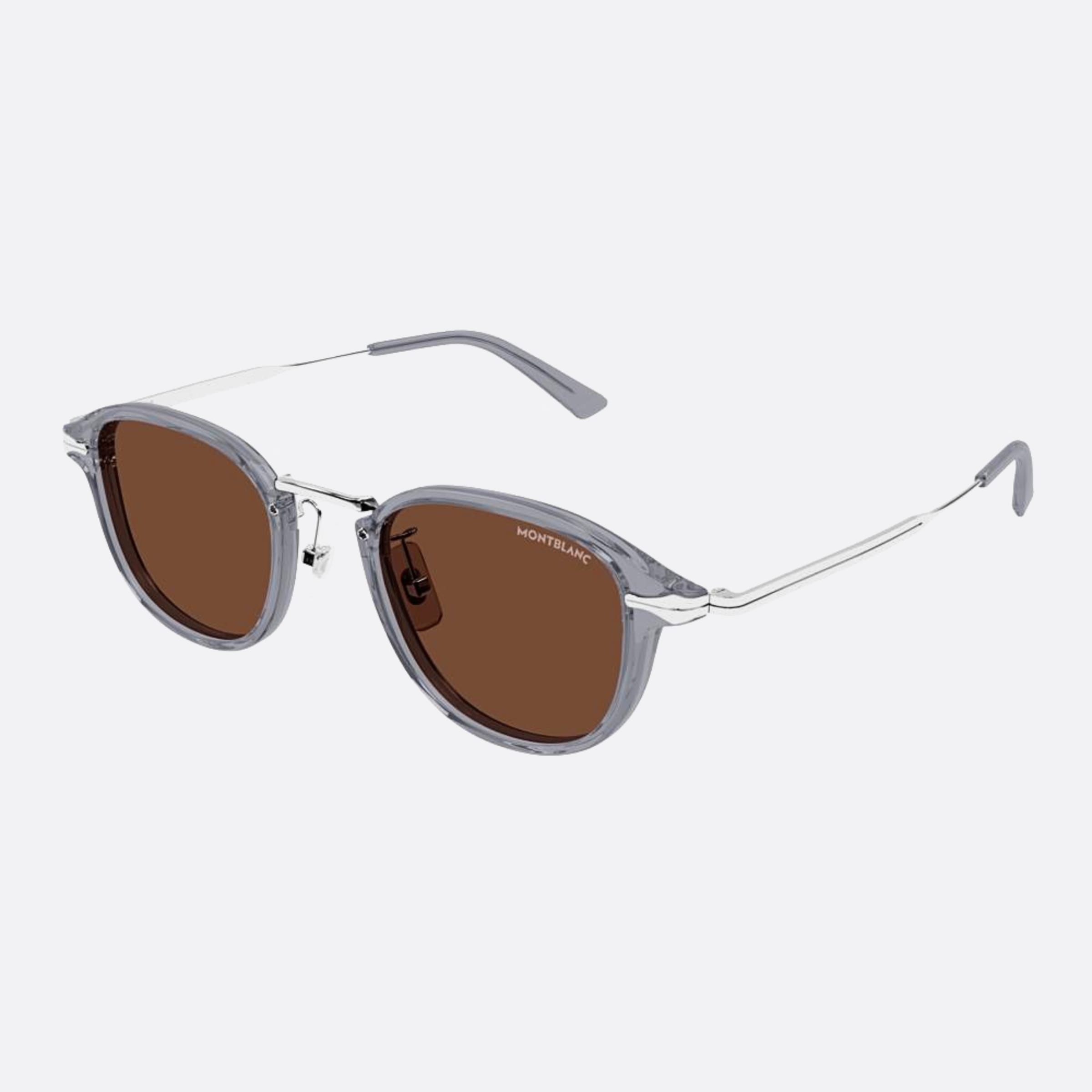Montblanc 48mm Grey Pantos Man Sunglasses - Side View