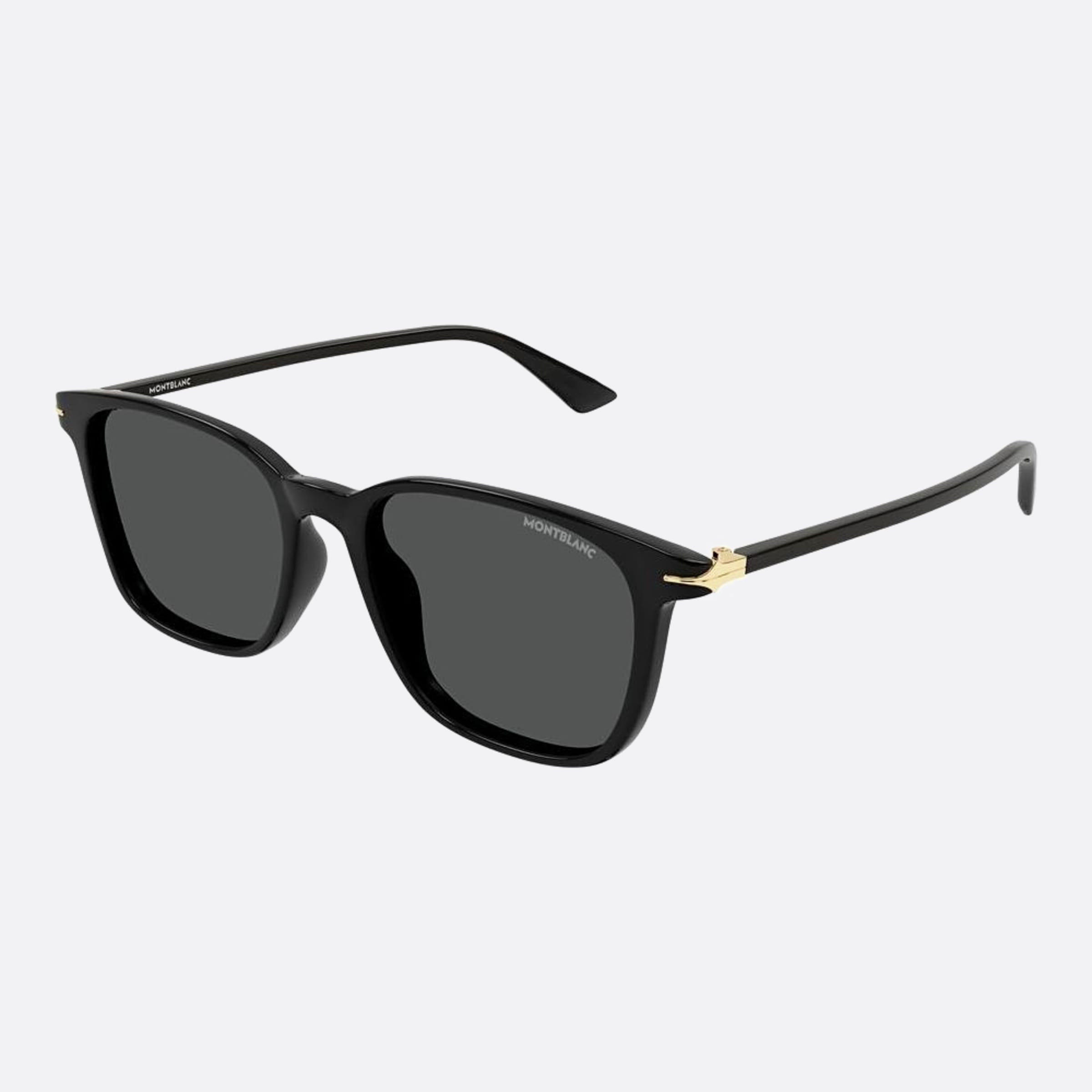 Montblanc 52mm Black Squared Man Sunglasses - Side View