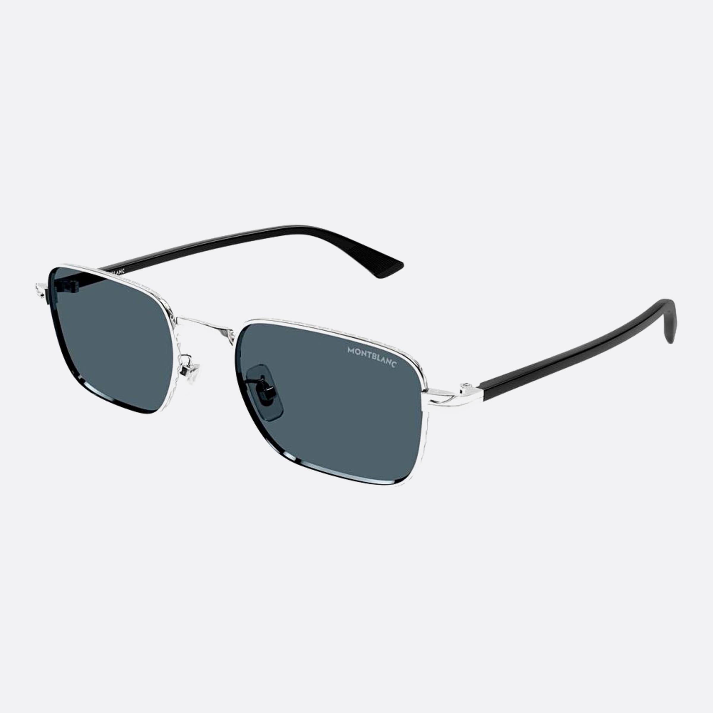 Montblanc 53mm Silver Squared Man Sunglasses - Side View