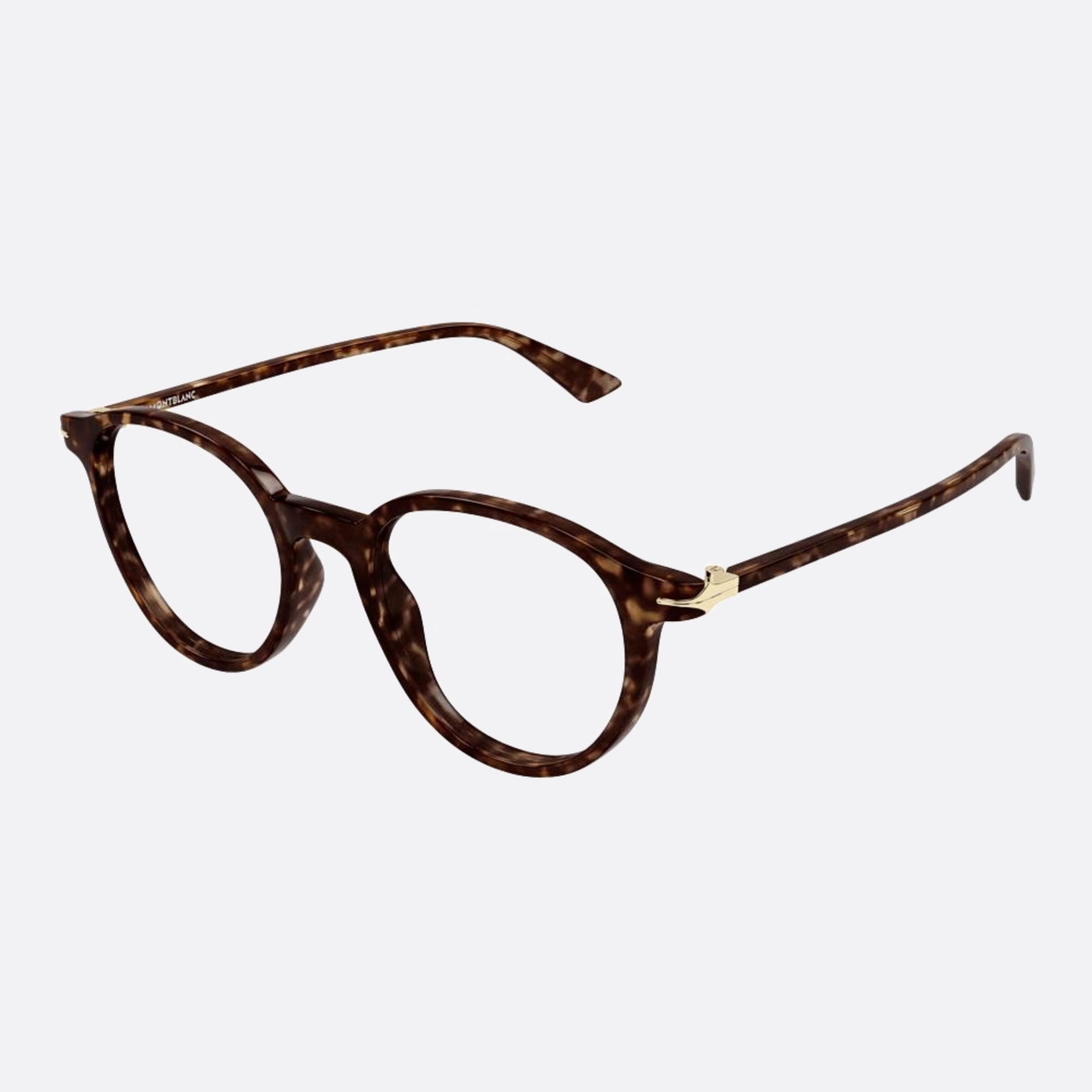 Montblanc 50mm Havana Round Man Eyeglasses - Side View