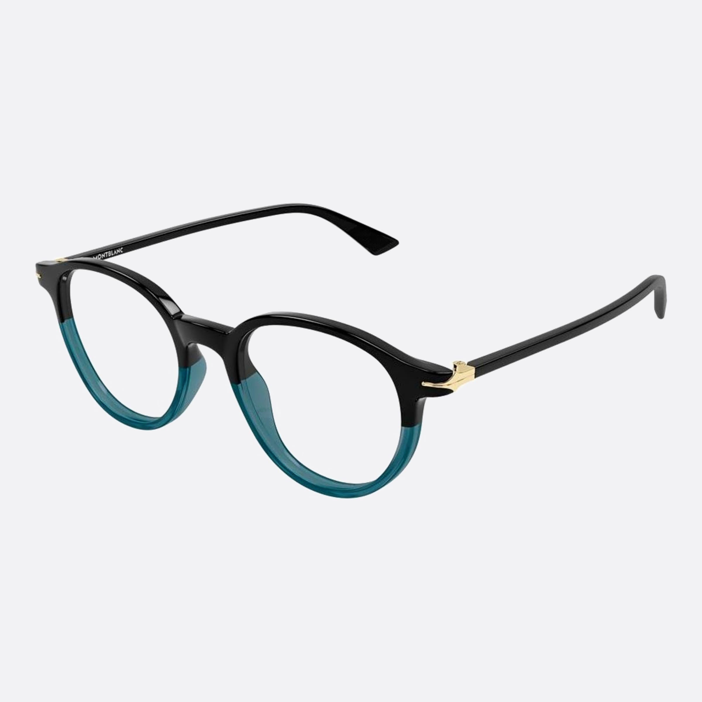 Montblanc 50mm Black Round Man Eyeglasses - Side View