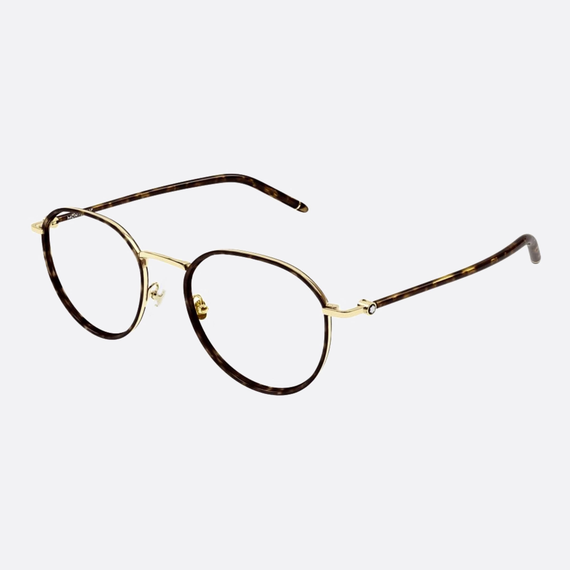 Montblanc 51mm Mb0342oa Havana Round Men Eyeglasses - Side View