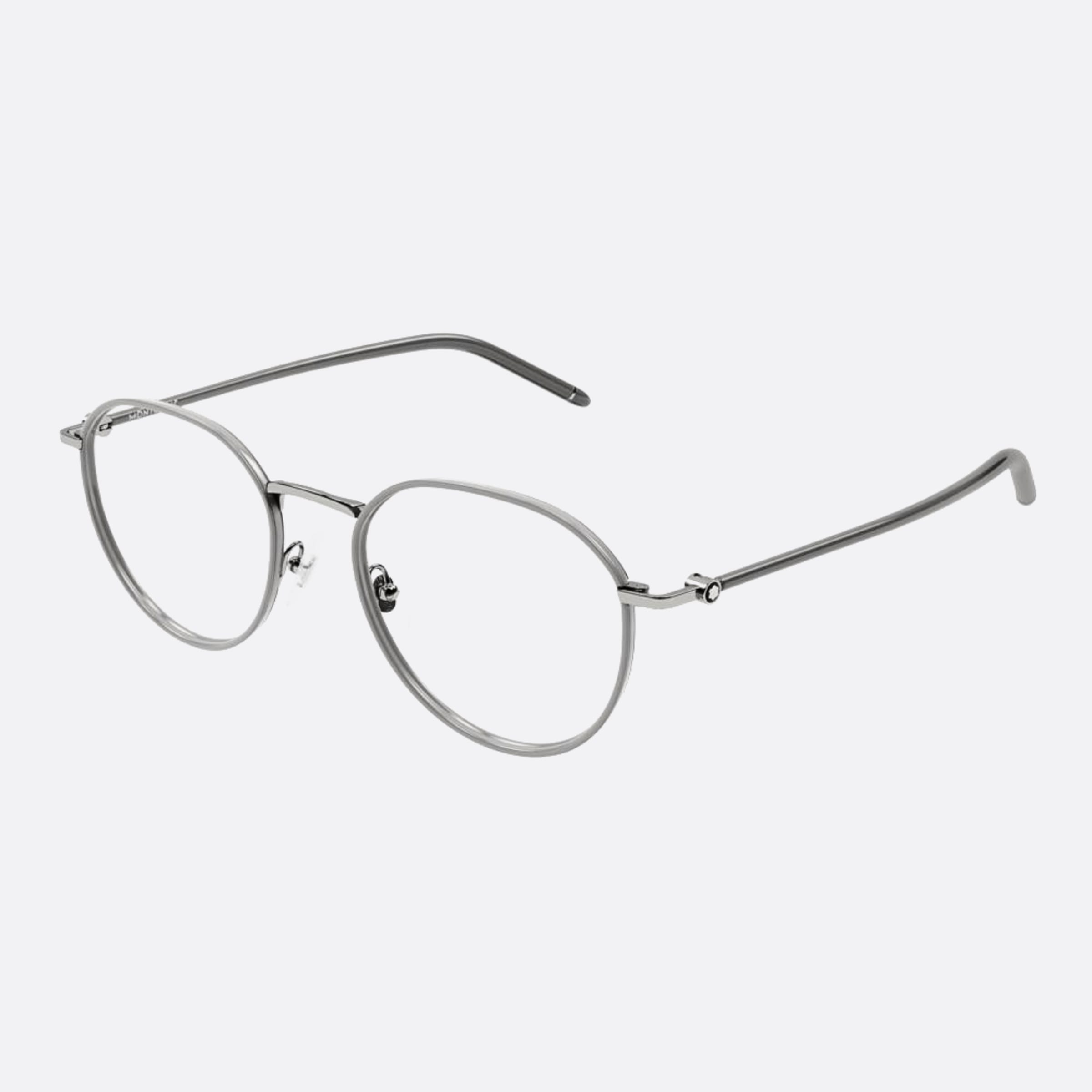 Montblanc 51mm Mb0342oa Grey Round Men Eyeglasses - Side View