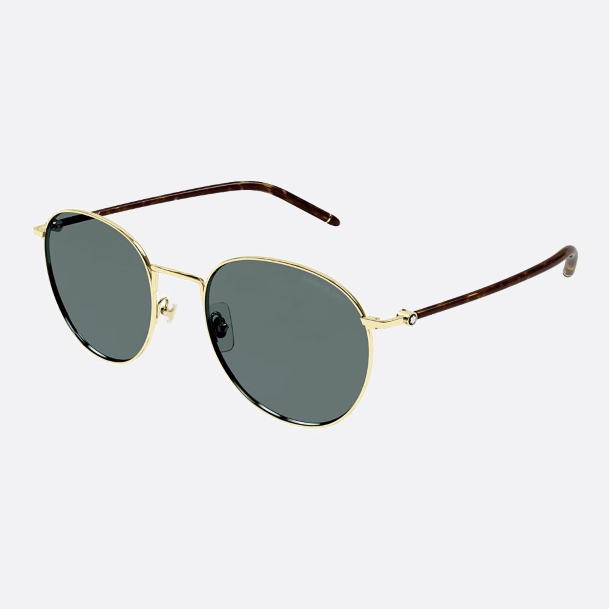 Montblanc 55mm Mb0343sa Ghg Havana Round Men Sunglasses - Side View