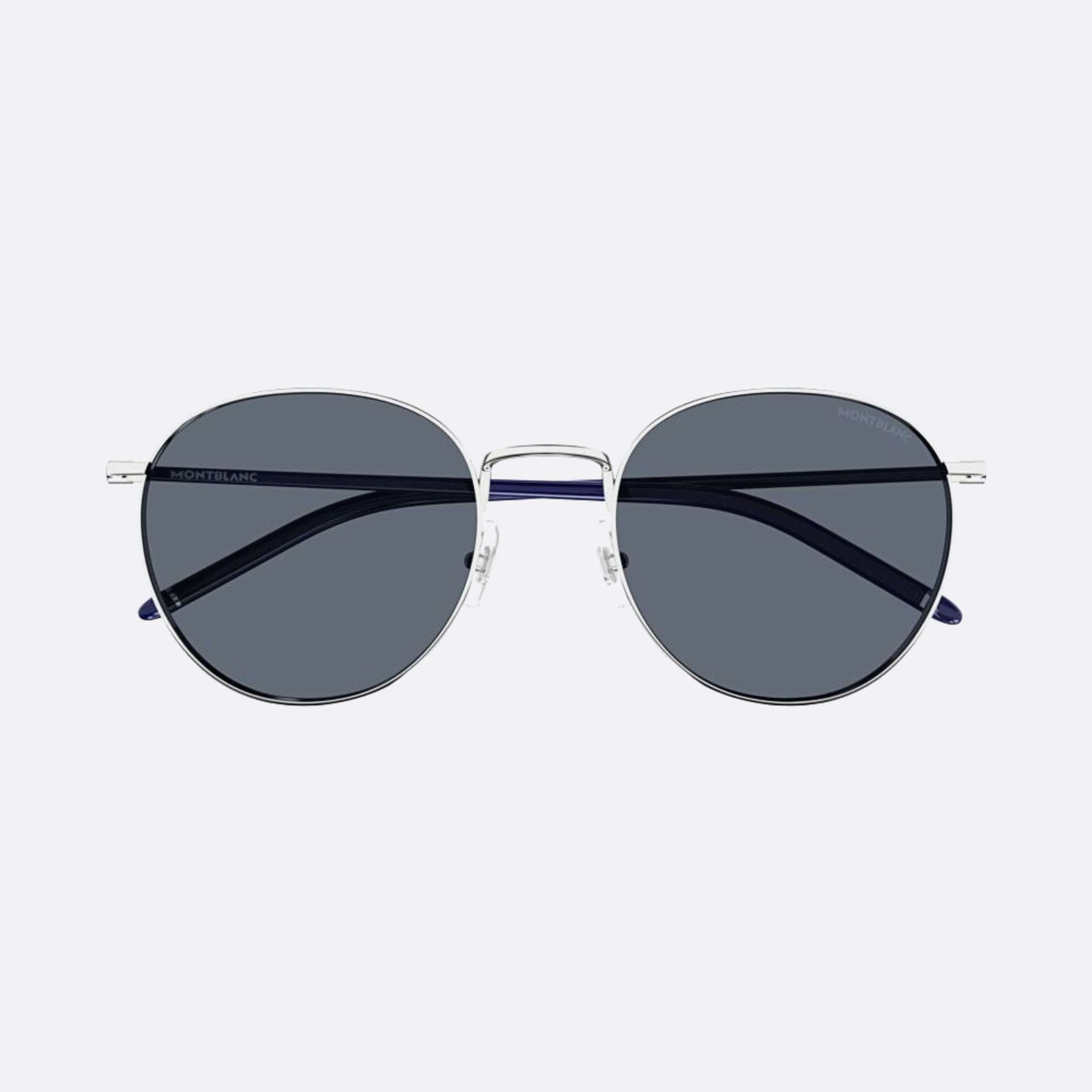 Montblanc 55mm Mb0343sa Sbg Blue Round Men Sunglasses - Main View