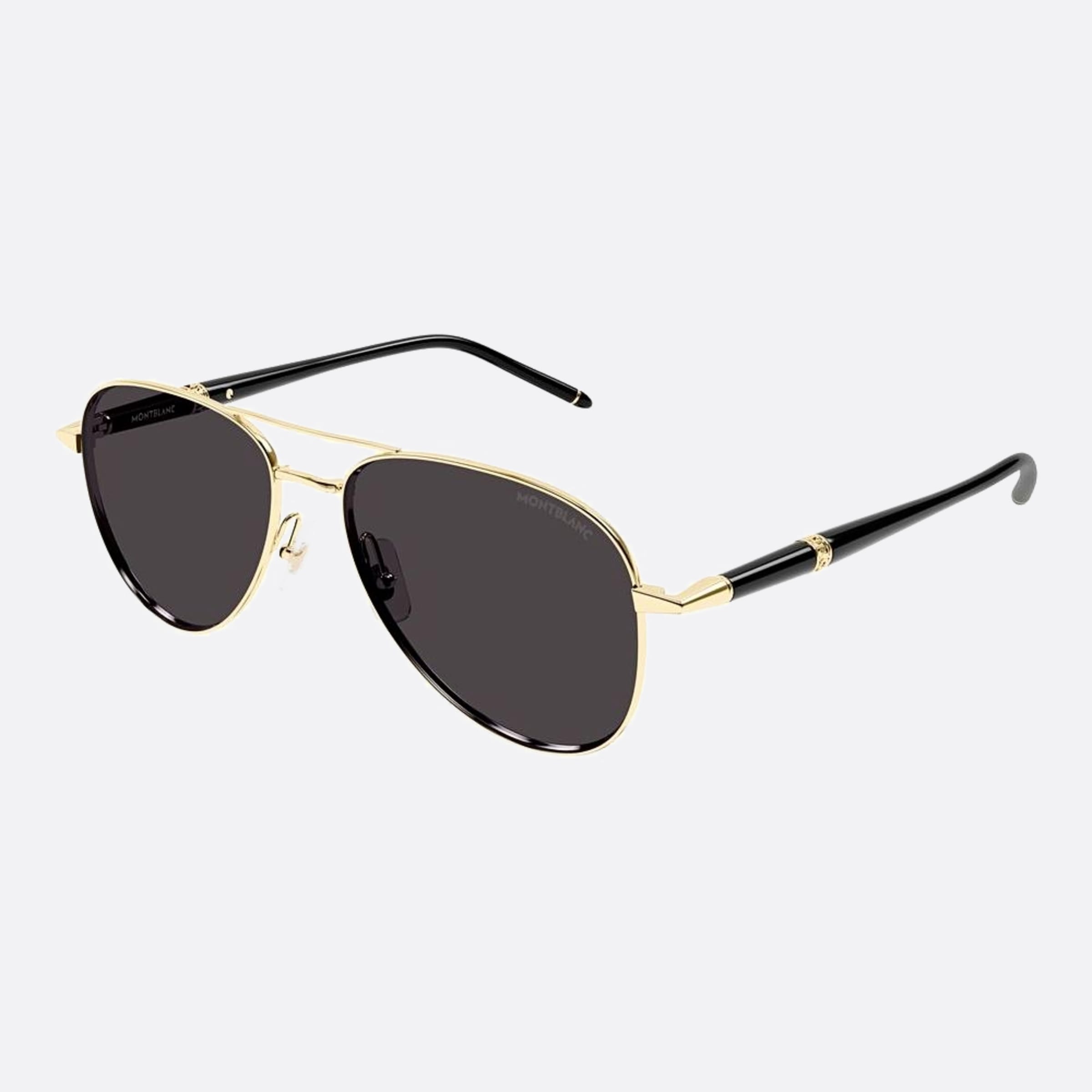 Montblanc 57mm Black Pilot Man Sunglasses - Side View