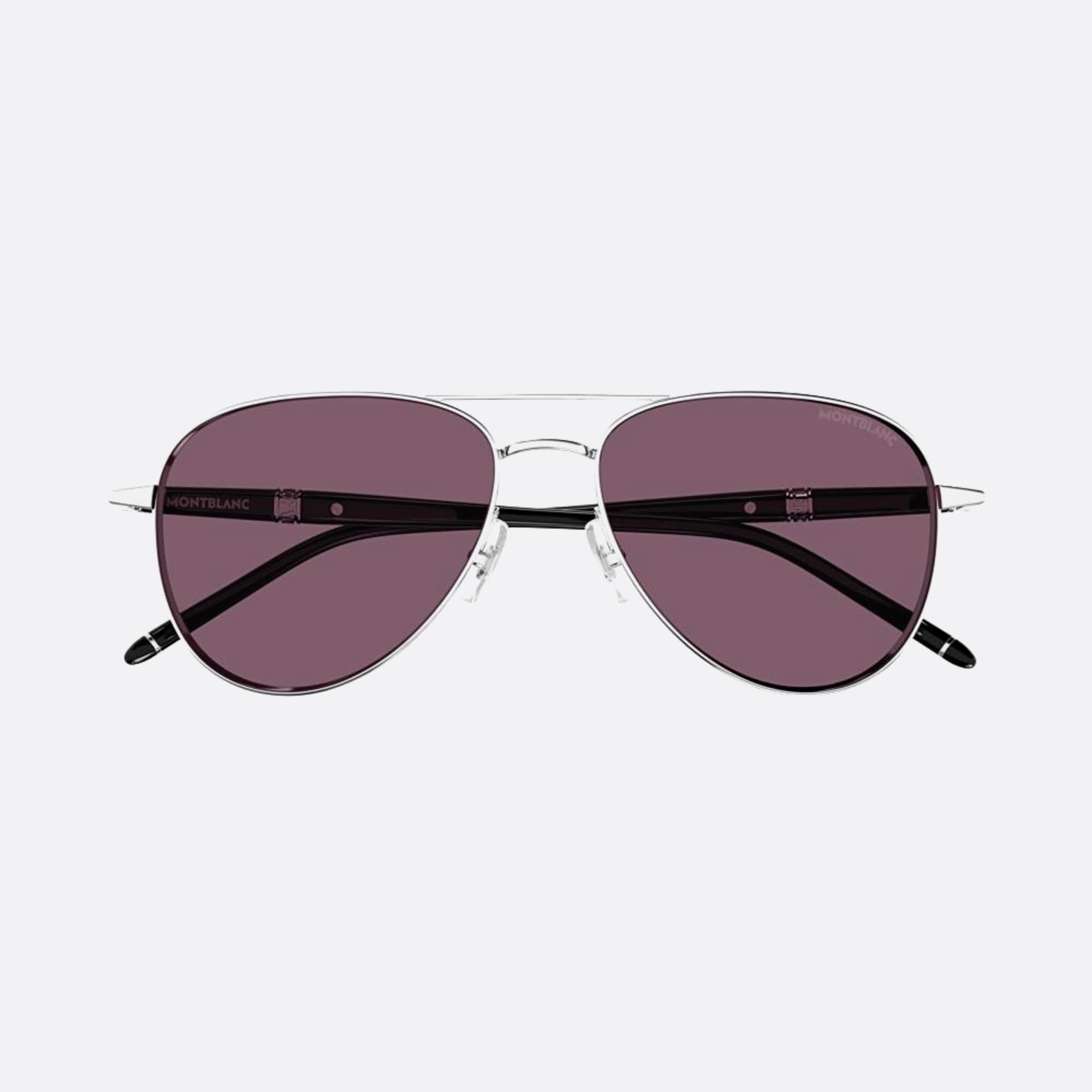 Montblanc 57mm Sbv Silver Pilot Man Sunglasses - Main View