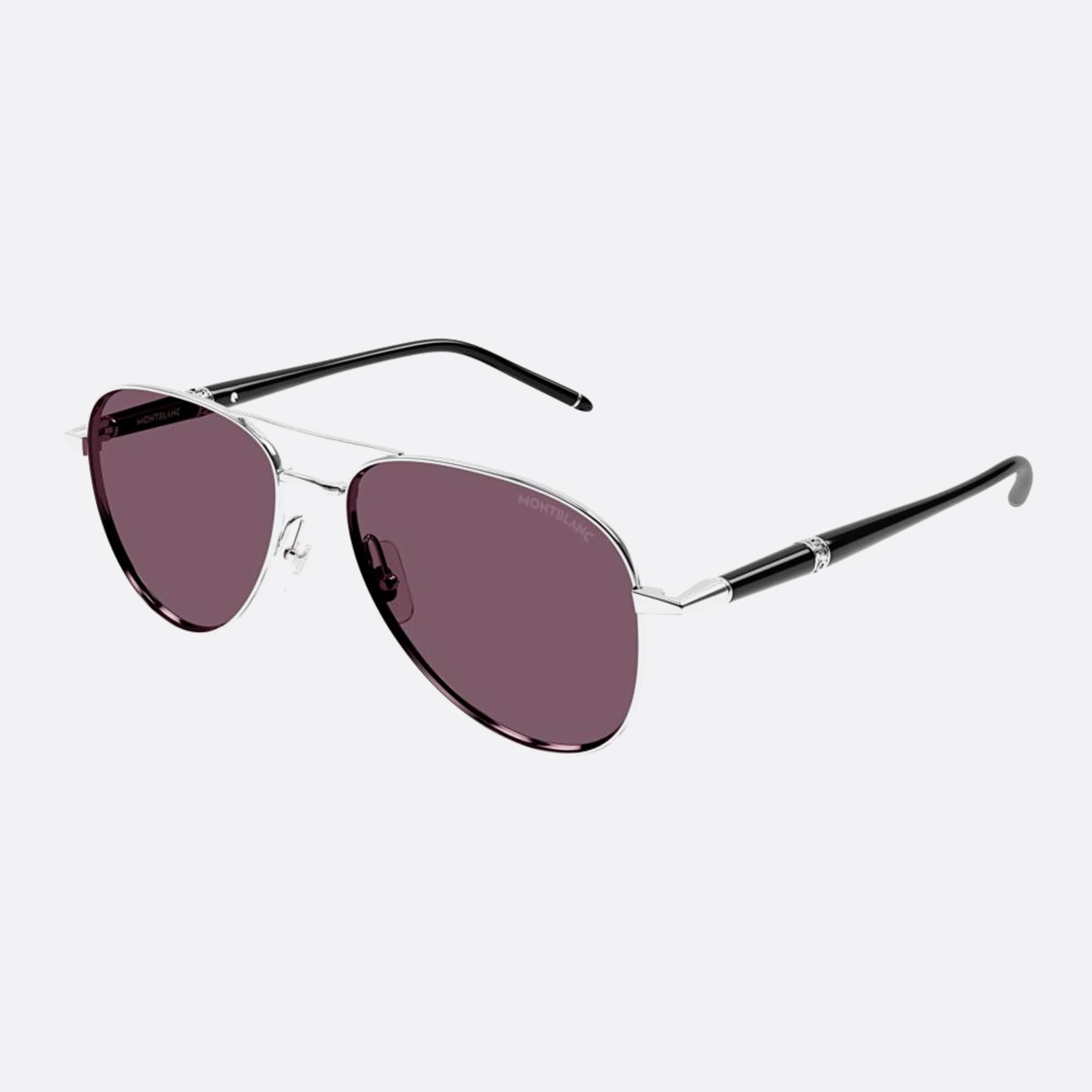 Montblanc 57mm Sbv Silver Pilot Man Sunglasses - Side View
