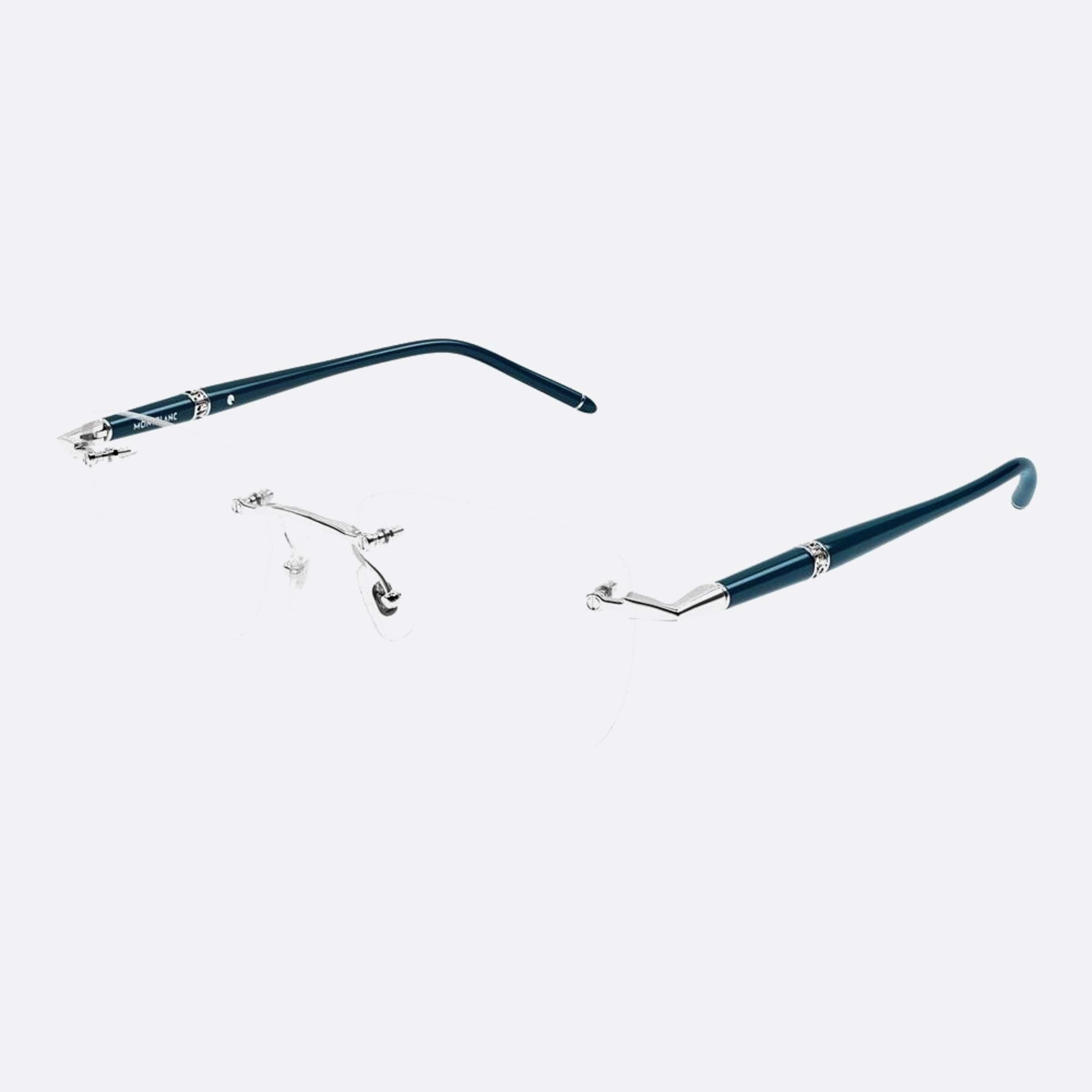 Montblanc 53mm Blue Squared Man Eyeglasses - Side View