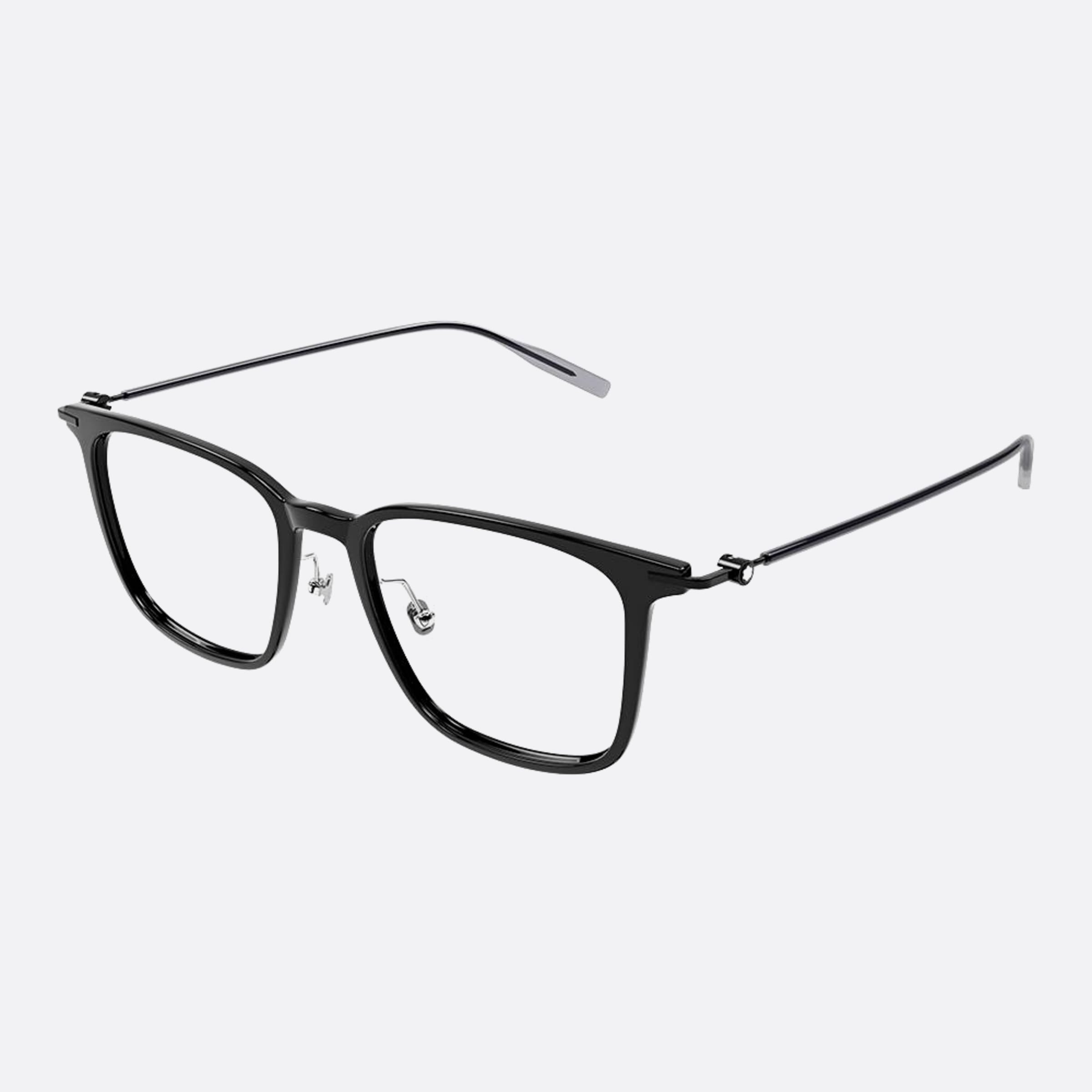 Montblanc 52mm Black Squared Man Eyeglasses - Side View