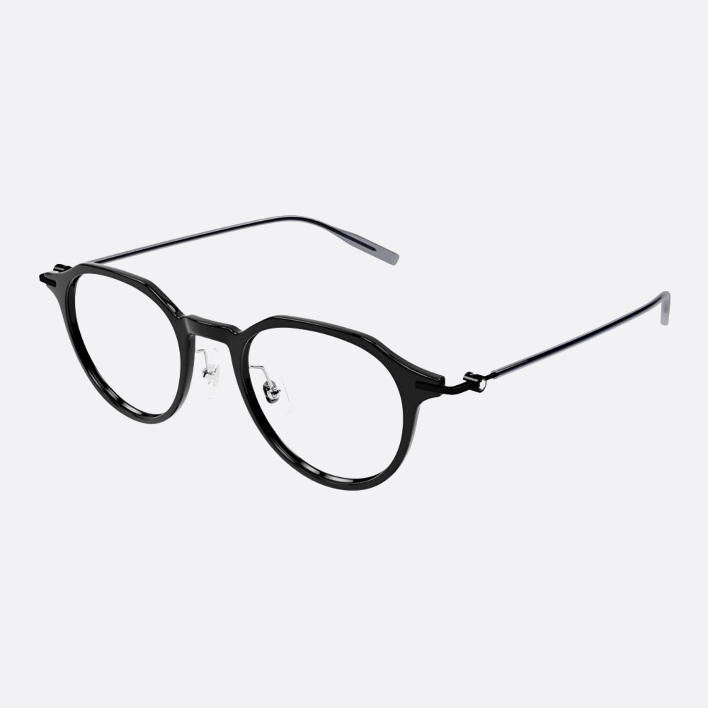 Montblanc 49mm Black Pantos Man Eyeglasses - Side View