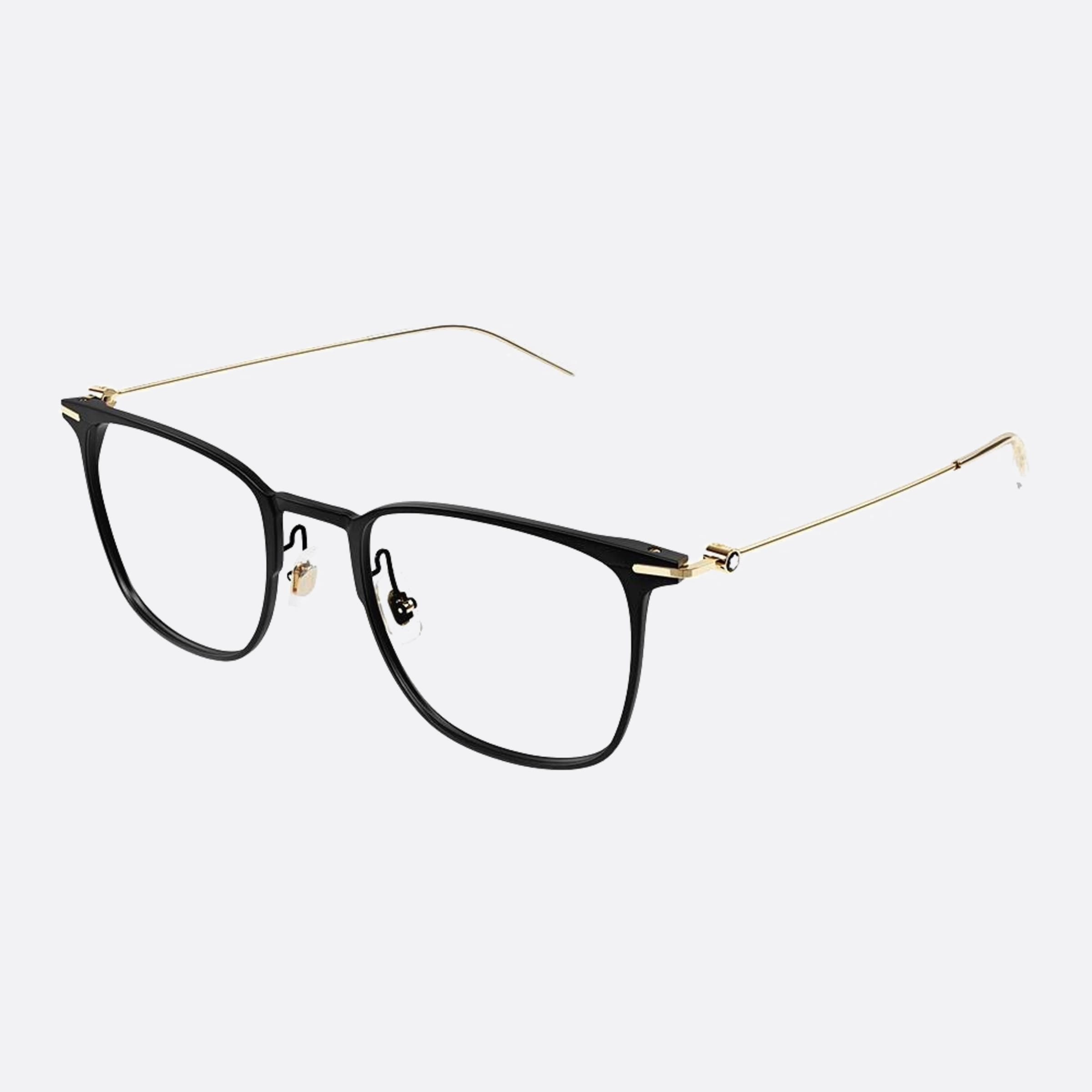 Montblanc 51mm Black Geometric Men Eyeglasses - Side View