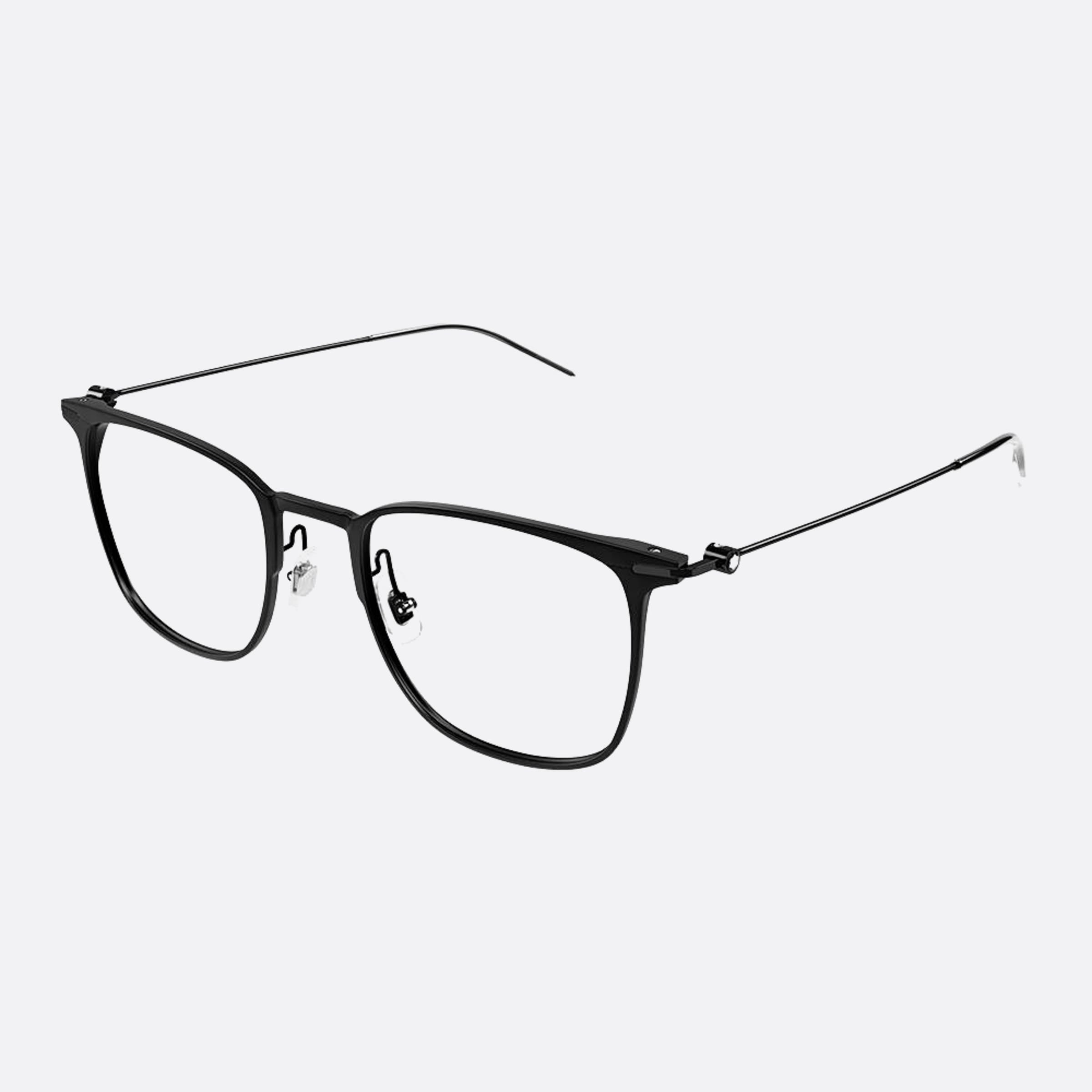 Montblanc 51mm Black Geometric Men Eyeglasses - Side View