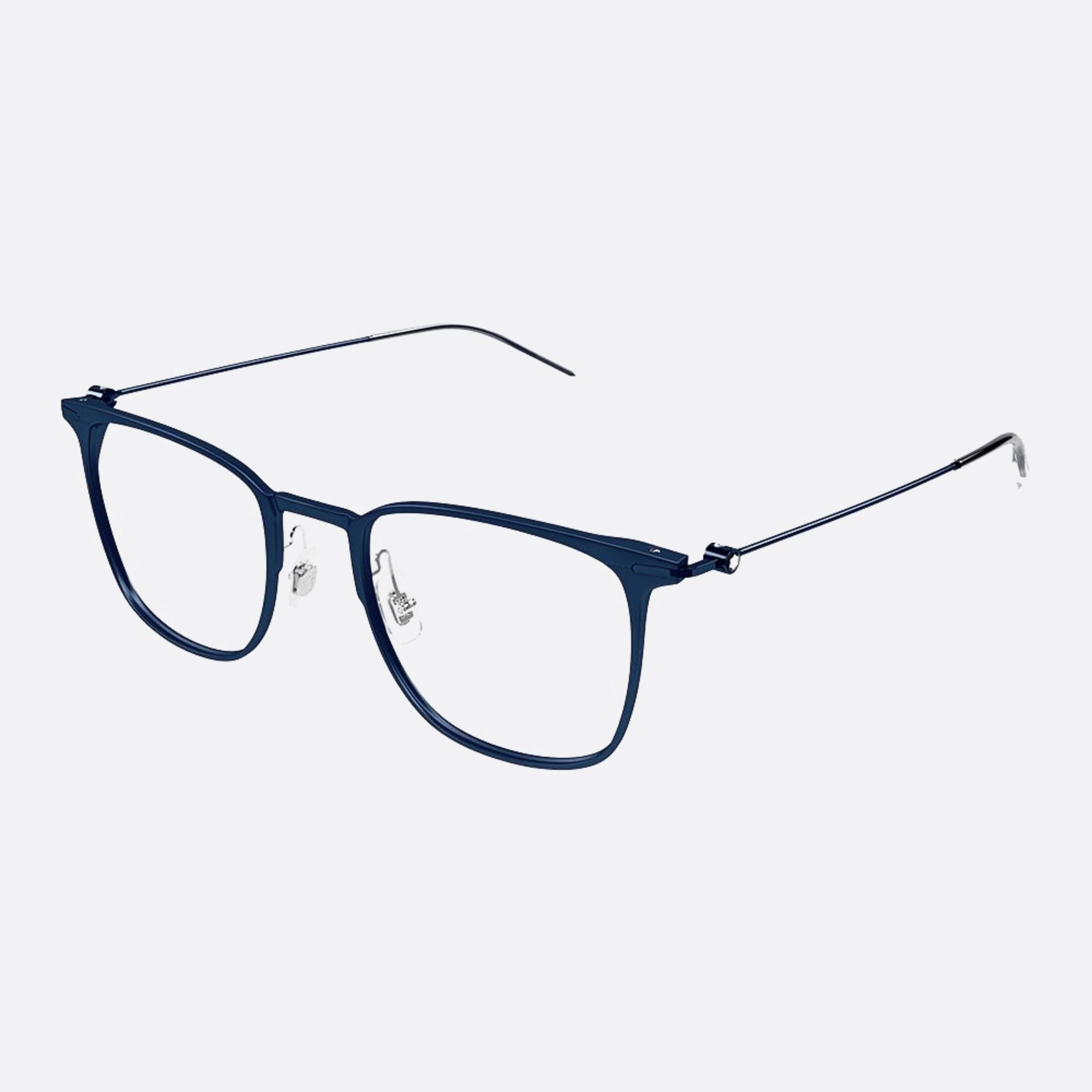 Montblanc 53mm Blue Geometric Man Eyeglasses - Side View
