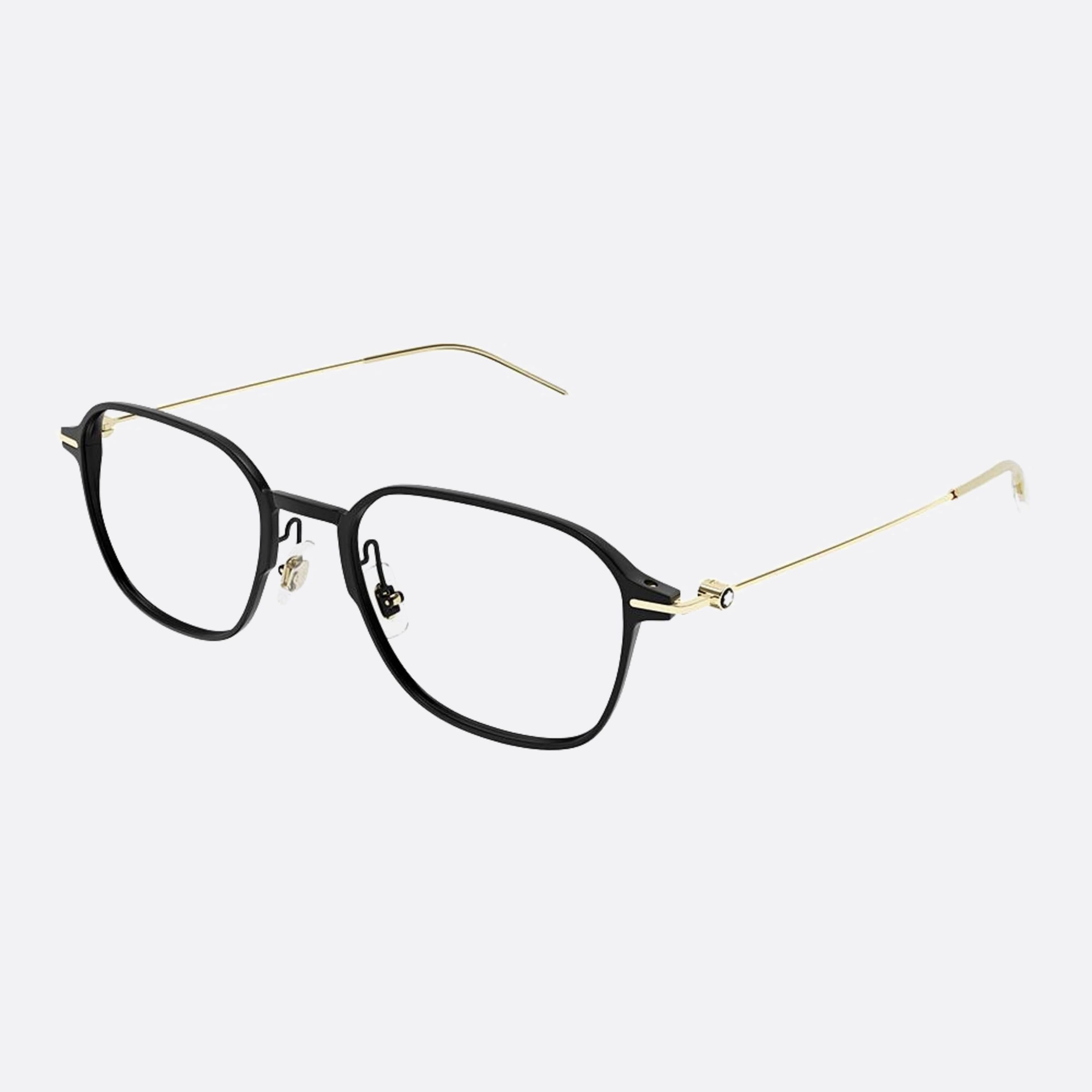 Montblanc 51mm Black Geometric Men Eyeglasses - Side View