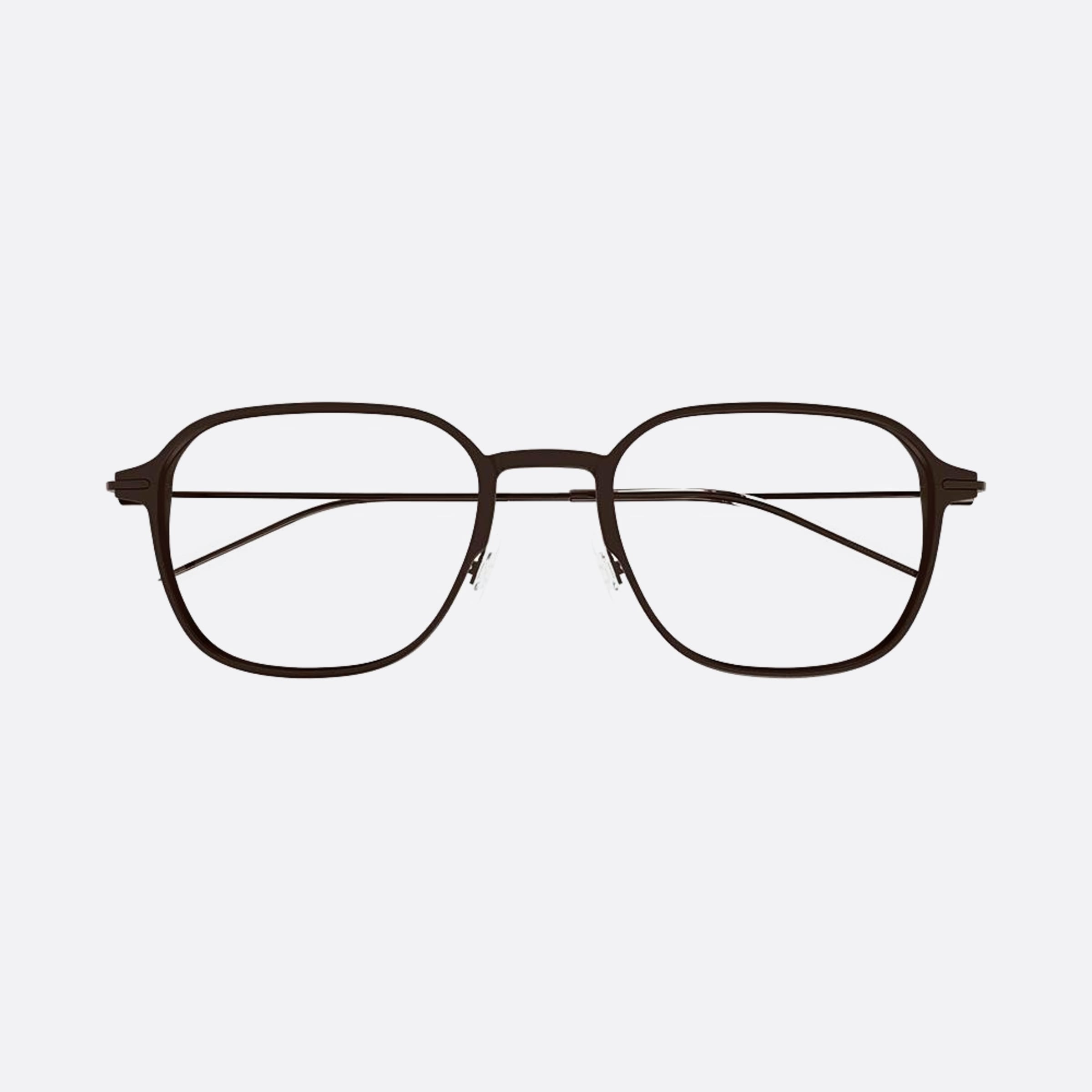 Montblanc 51mm Brown Geometric Men Eyeglasses - Main View