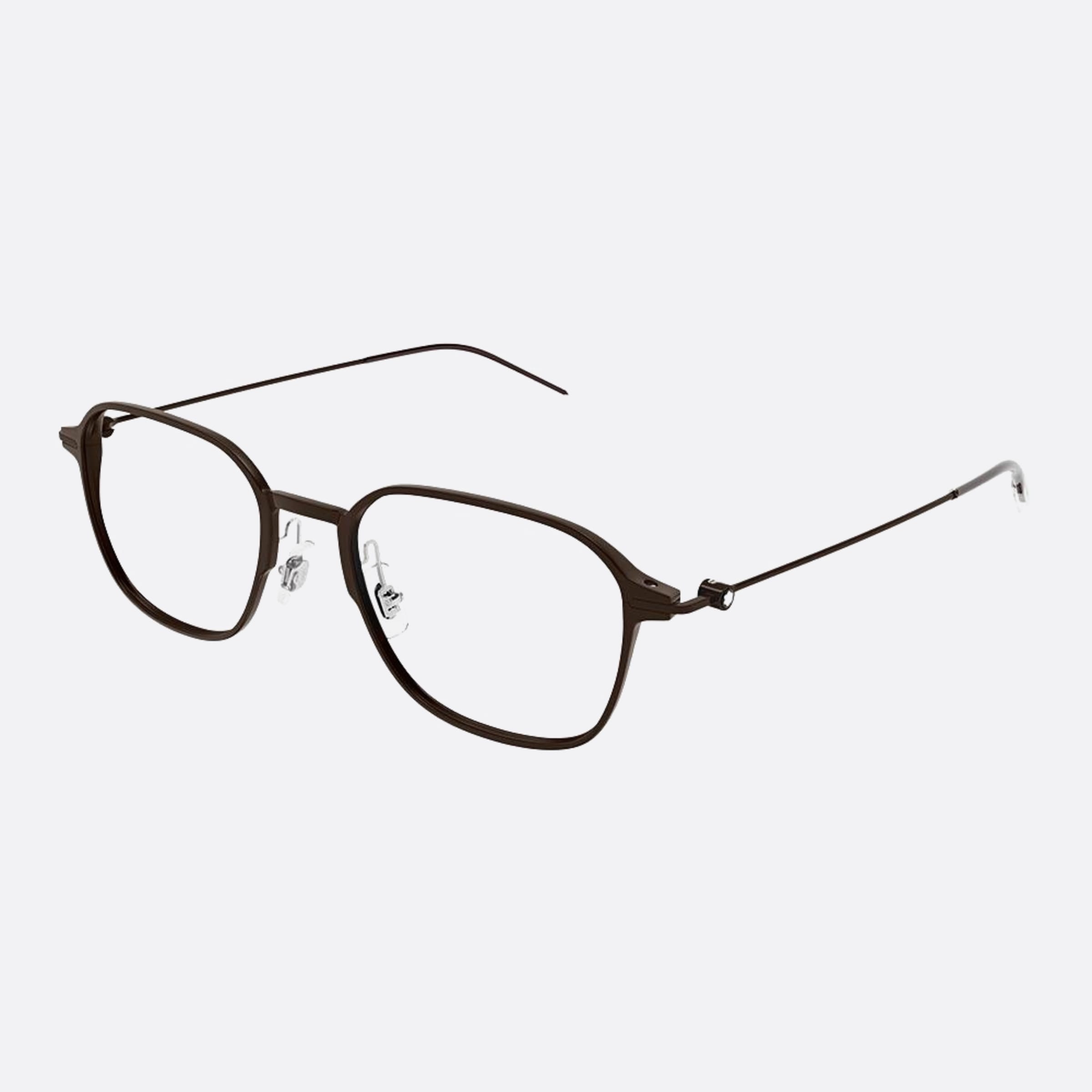 Montblanc 51mm Brown Geometric Men Eyeglasses - Side View