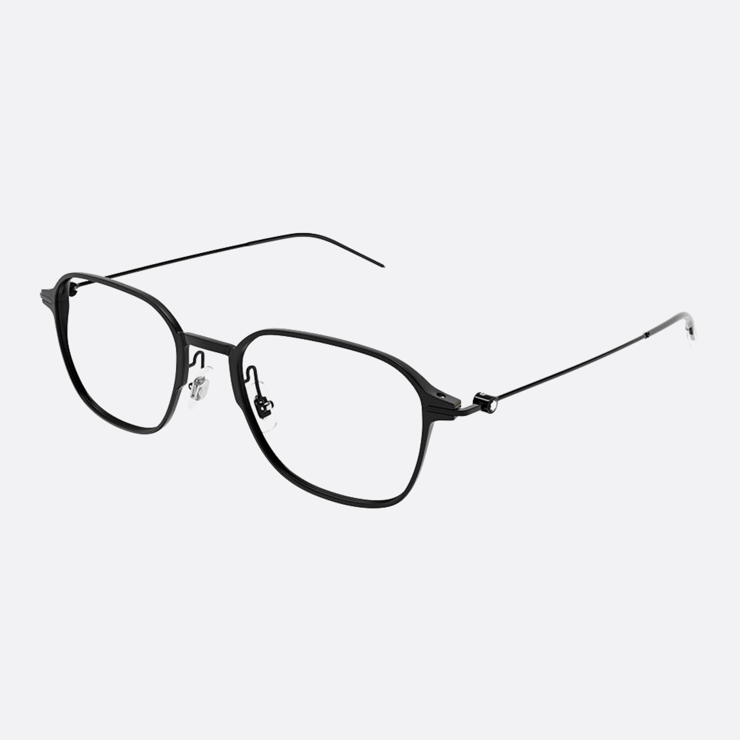 Montblanc 53mm Black Geometric Man Eyeglasses - Side View
