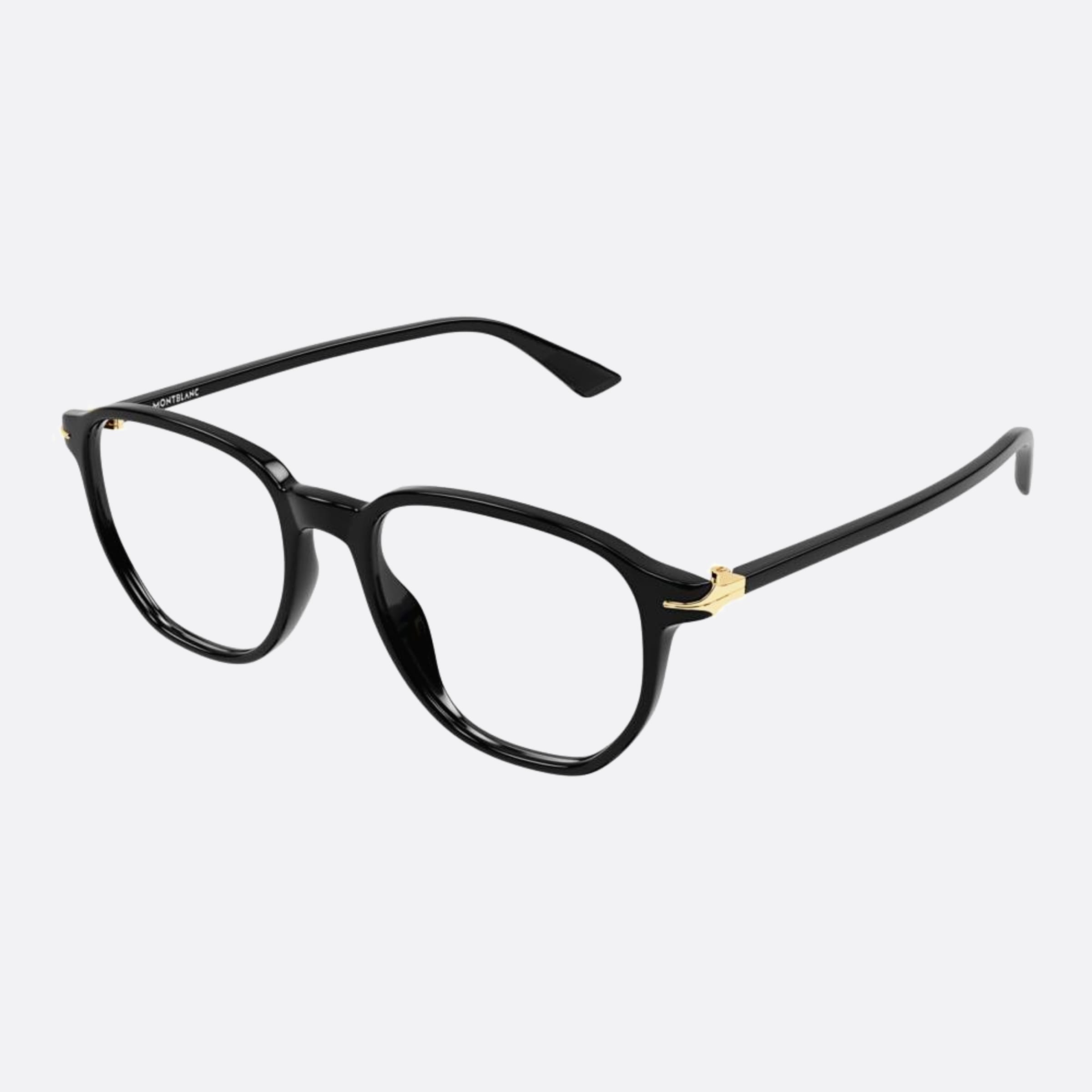 Montblanc 51mm Black Geometric Man Eyeglasses - Side View