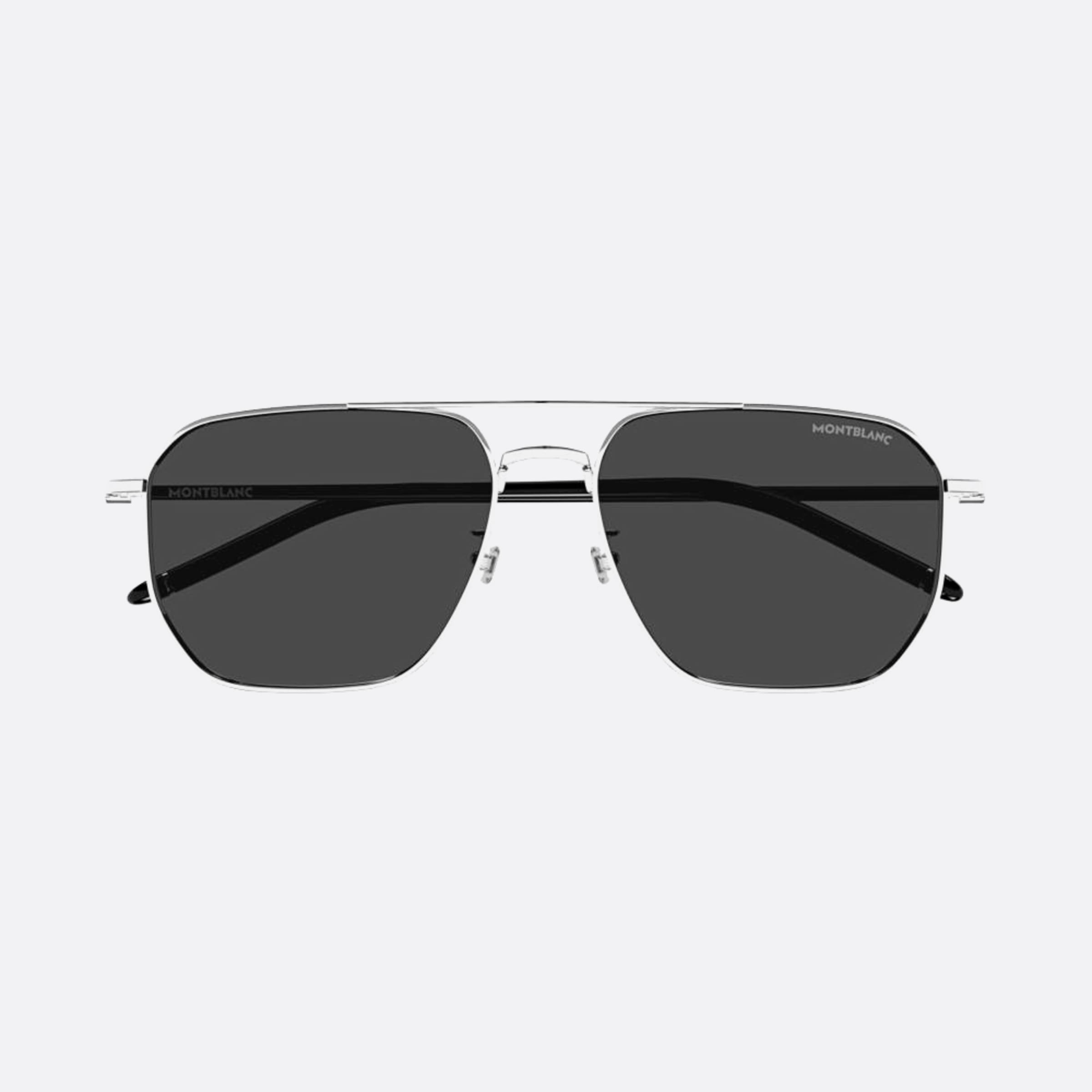 Montblanc 60mm Silver Pilot Man Sunglasses - Main View