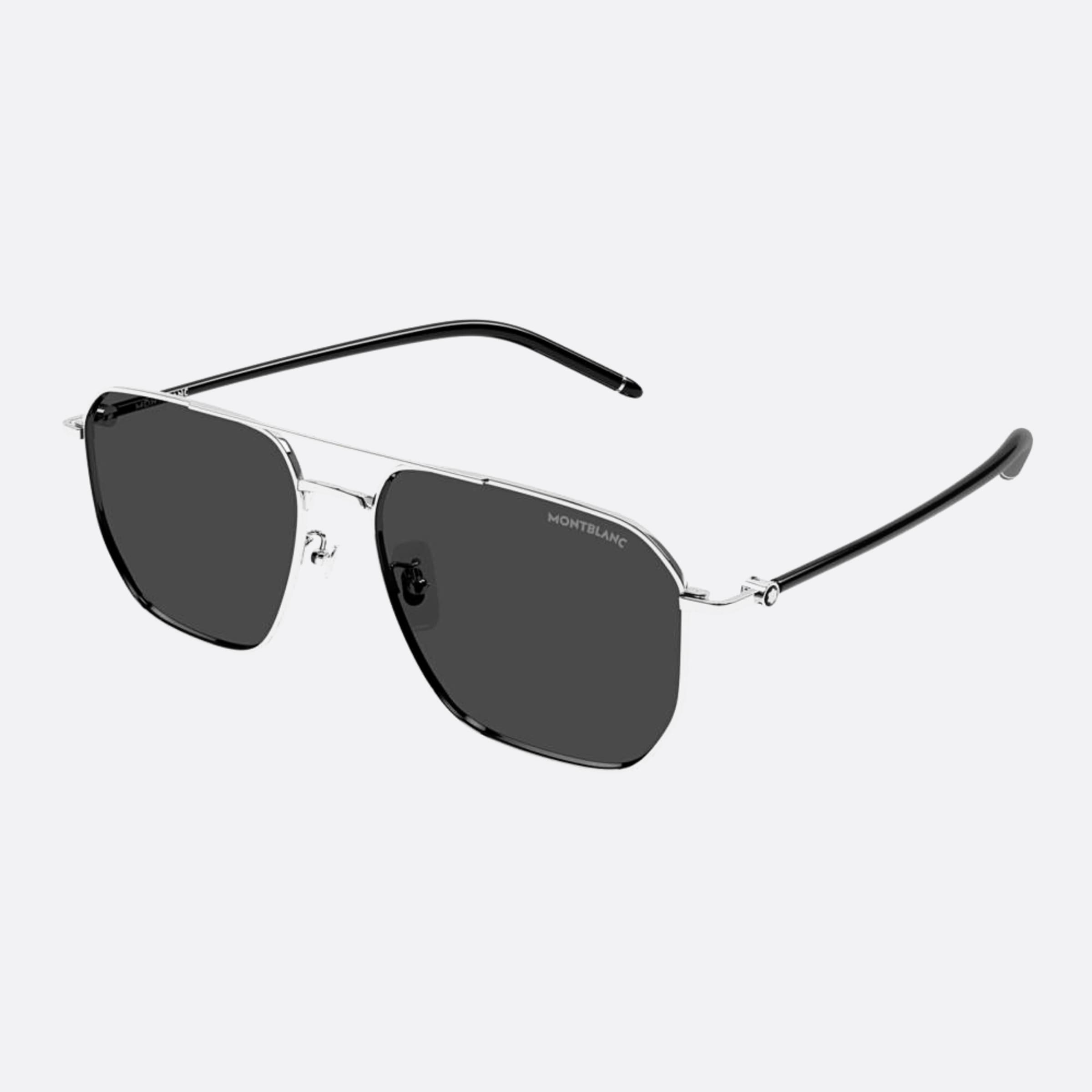 Montblanc 60mm Silver Pilot Man Sunglasses - Side View