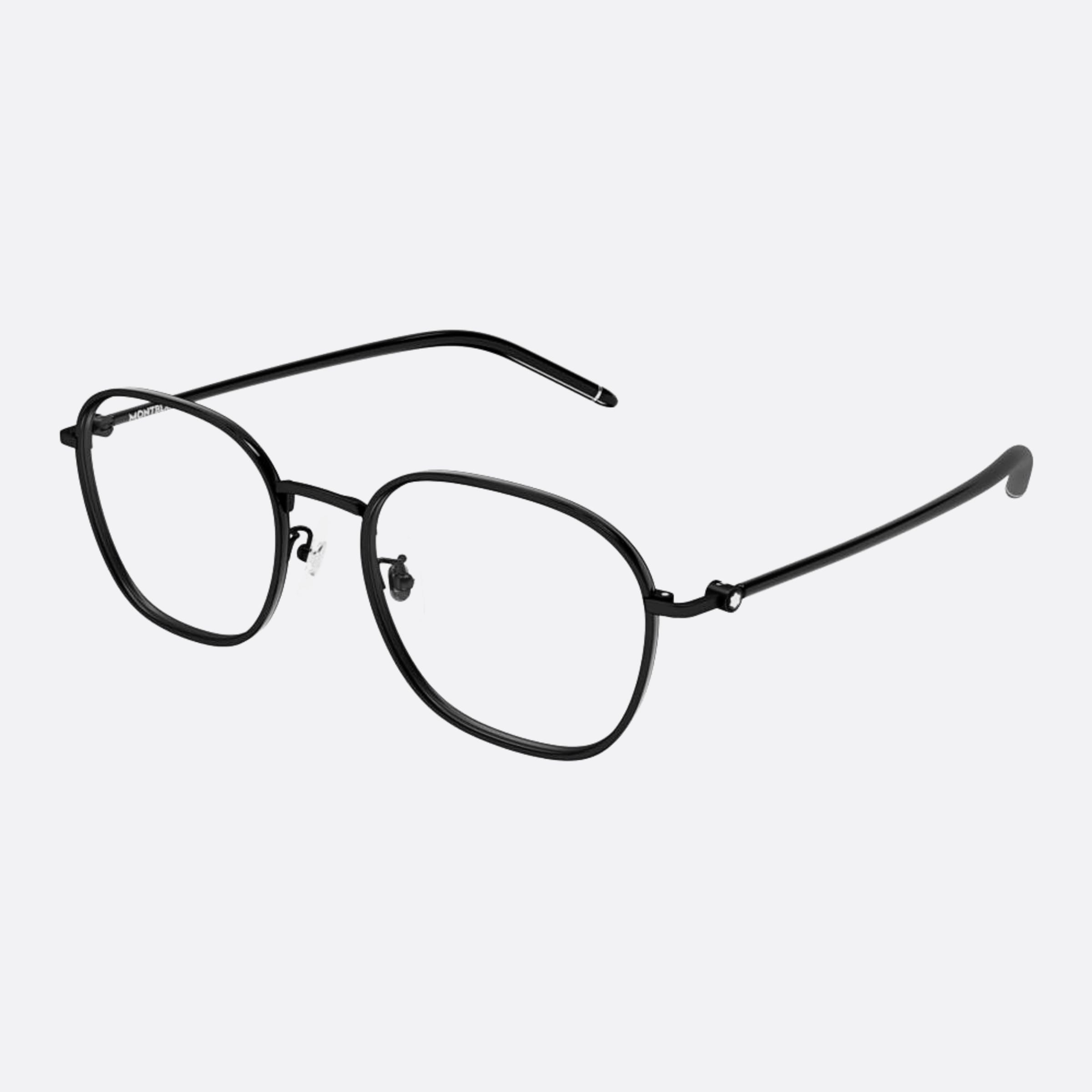 Montblanc 52mm Mb0368oa Black Geometric Men Eyeglasses - Side View