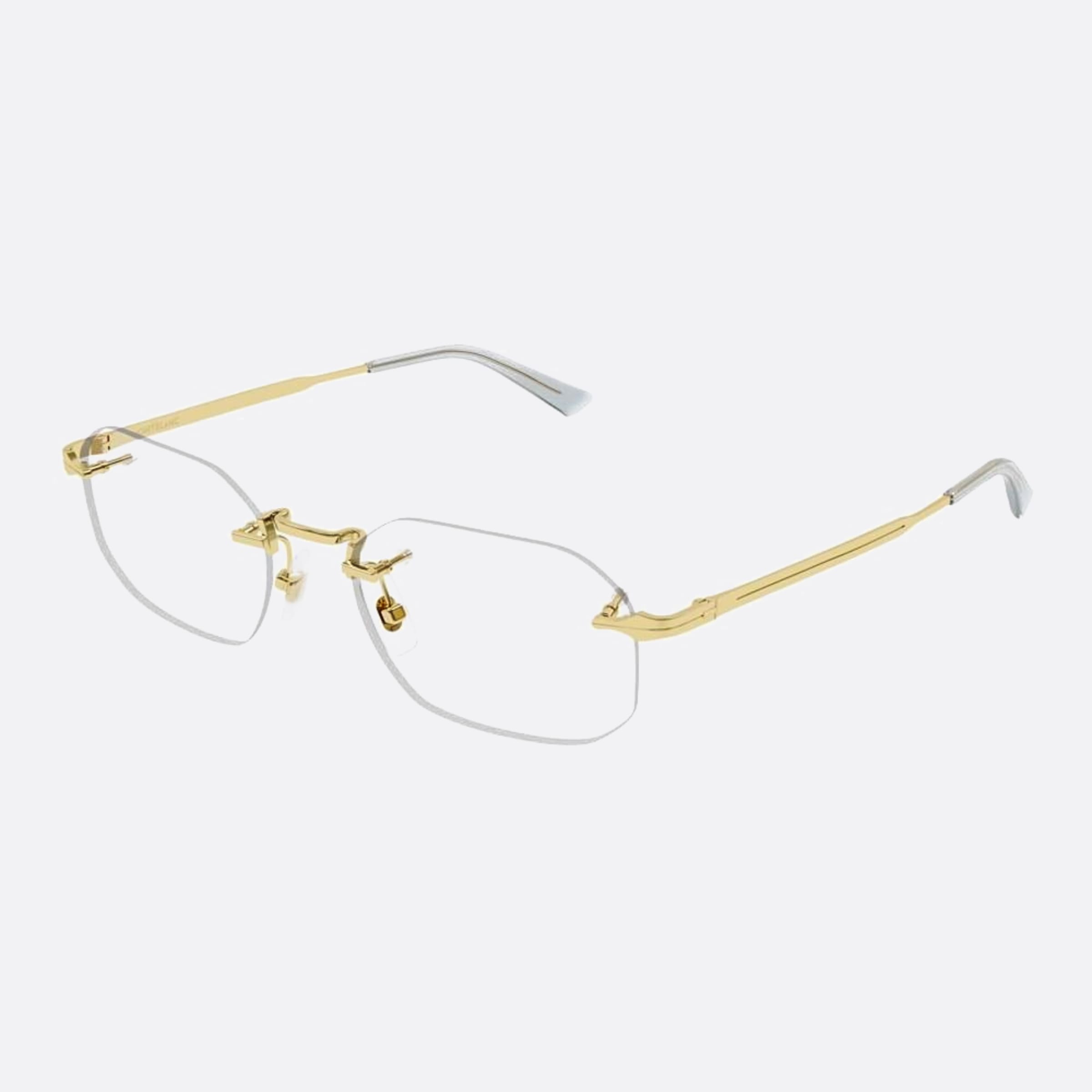 Montblanc 54mm Avant Premiere Gold Geometric Man Eyeglasses - Side View