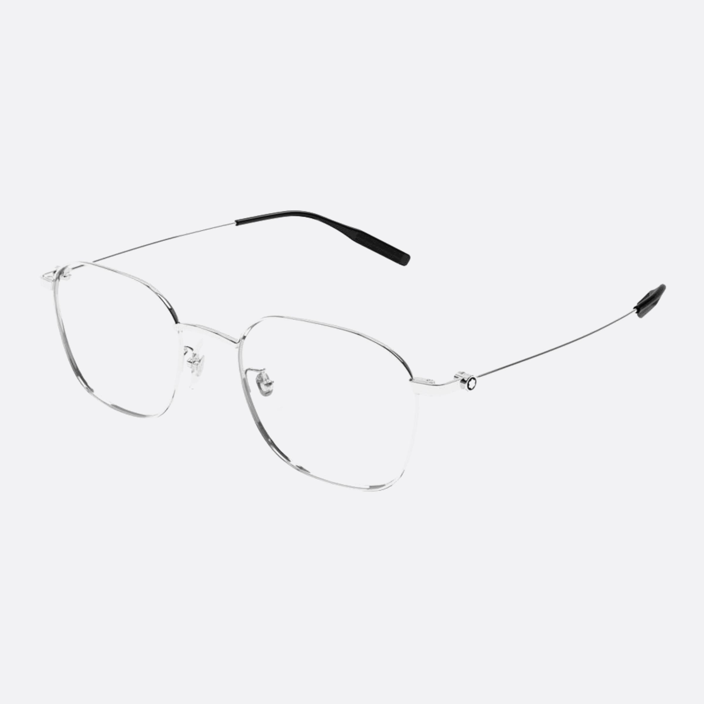 Montblanc 52mm Mb0371oa Silver Geometric Men Eyeglasses - Side View