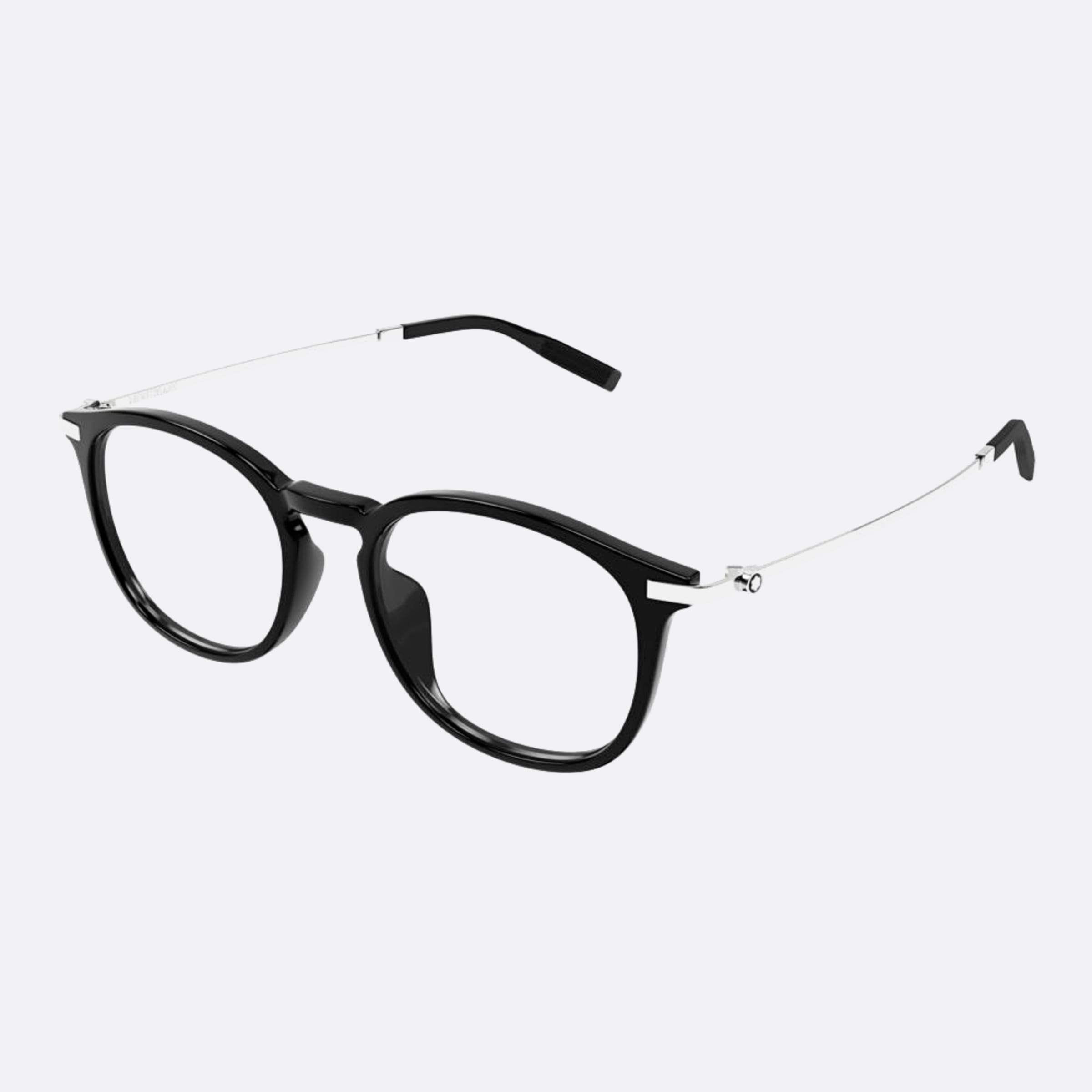 Montblanc 53mm Black Round Man Eyeglasses - Side View