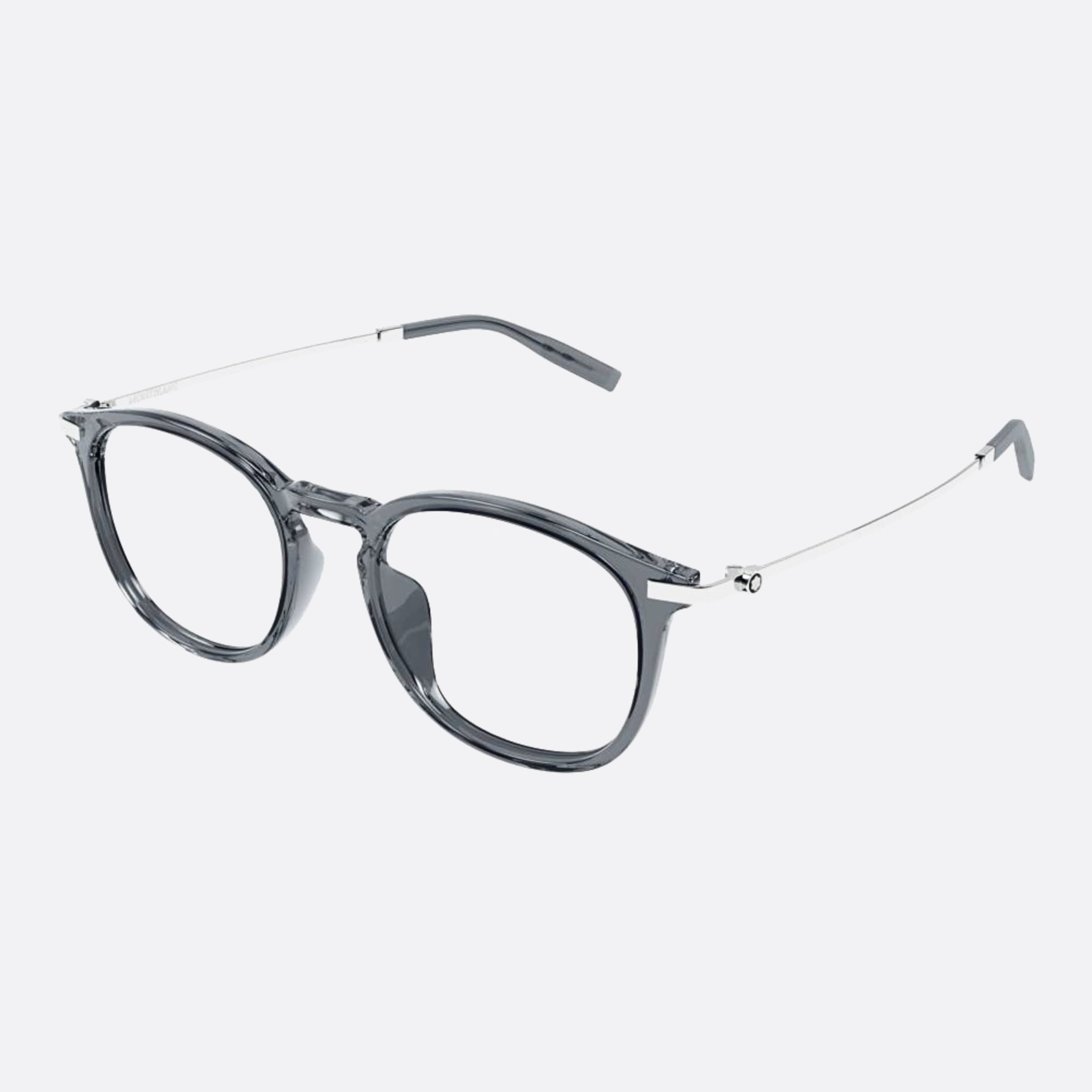 Montblanc 53mm Grey Round Man Eyeglasses - Side View