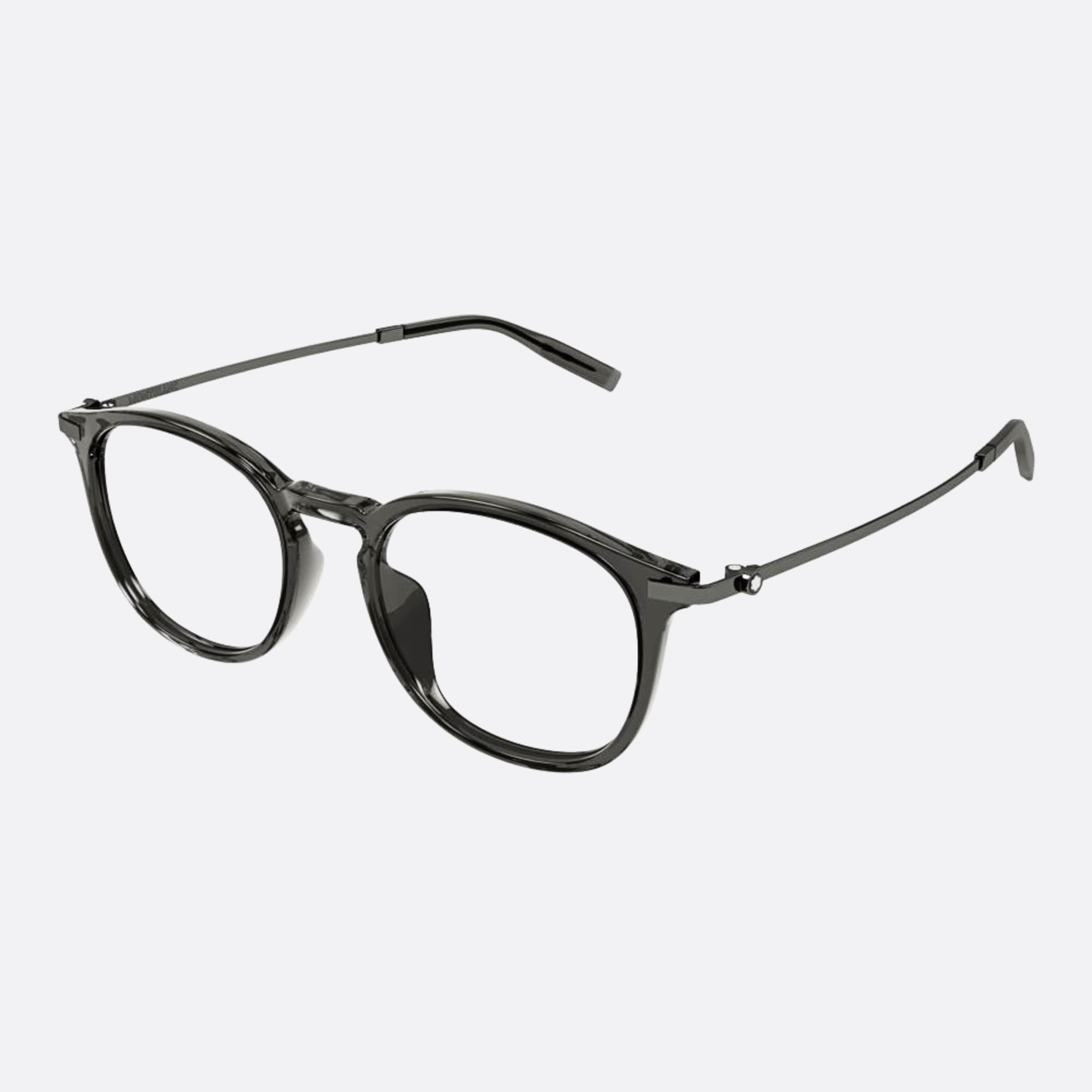 Montblanc 53mm Dgy Grey Round Man Eyeglasses - Side View